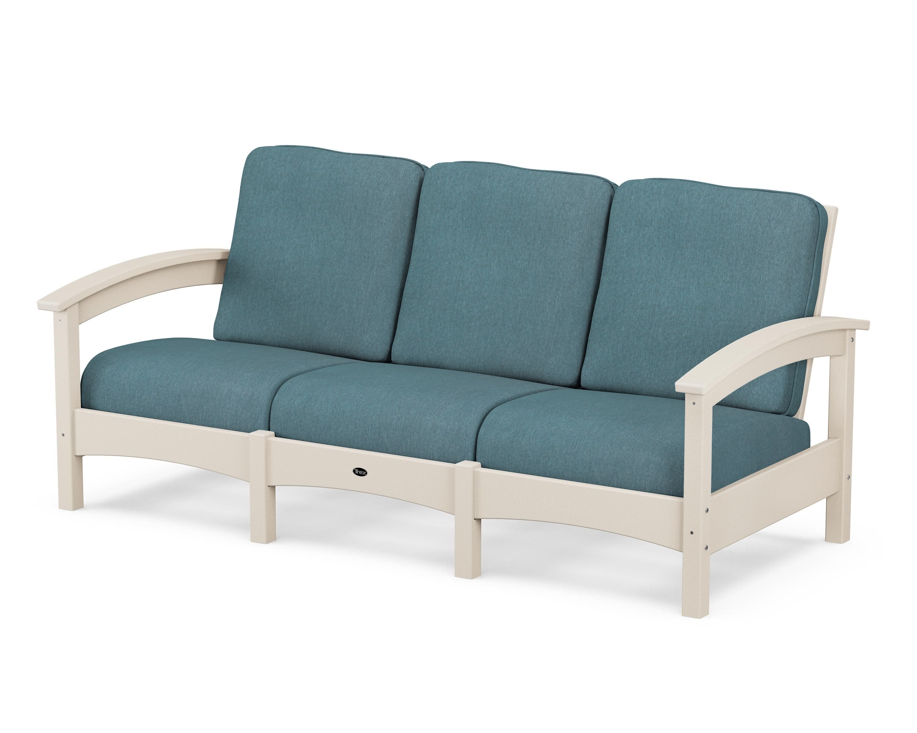 Rockport Club Sofa in Sand Castle / Ocean Teal