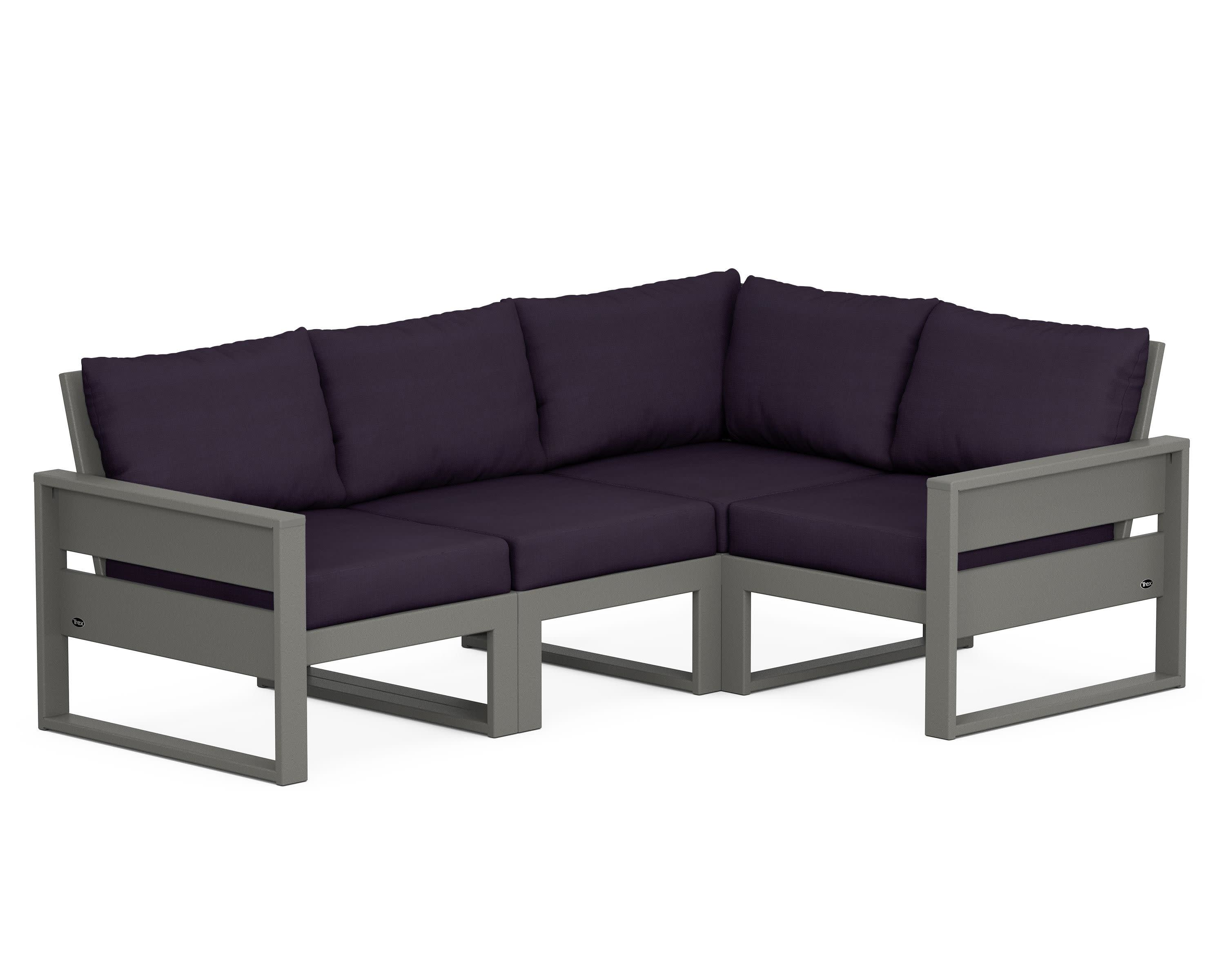 Eastport 4- Piece Sectional in Stepping Stone / Navy Linen