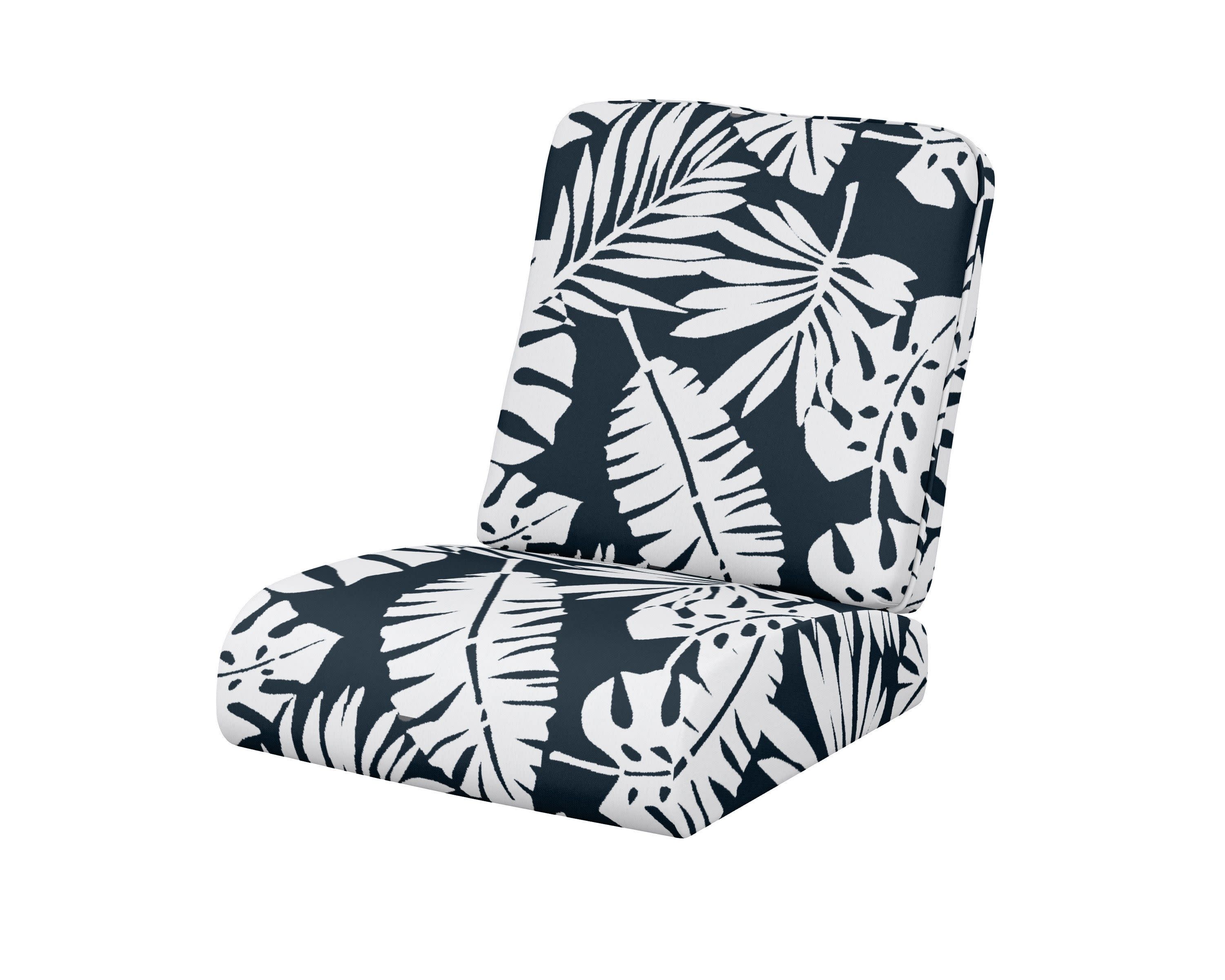 Club Seat/Back Cushion in Leaf Marine Indigo
