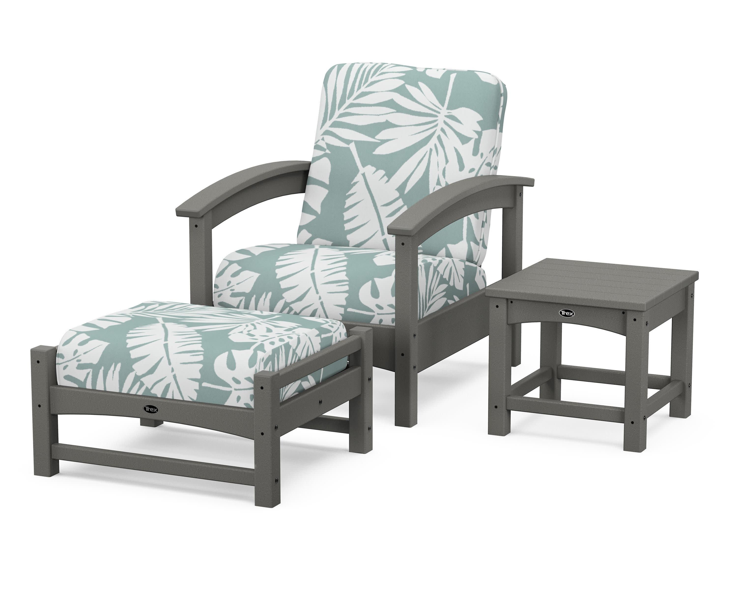 Rockport 3-Piece Deep Seating Set in Stepping Stone / Leaf Glacier Spa