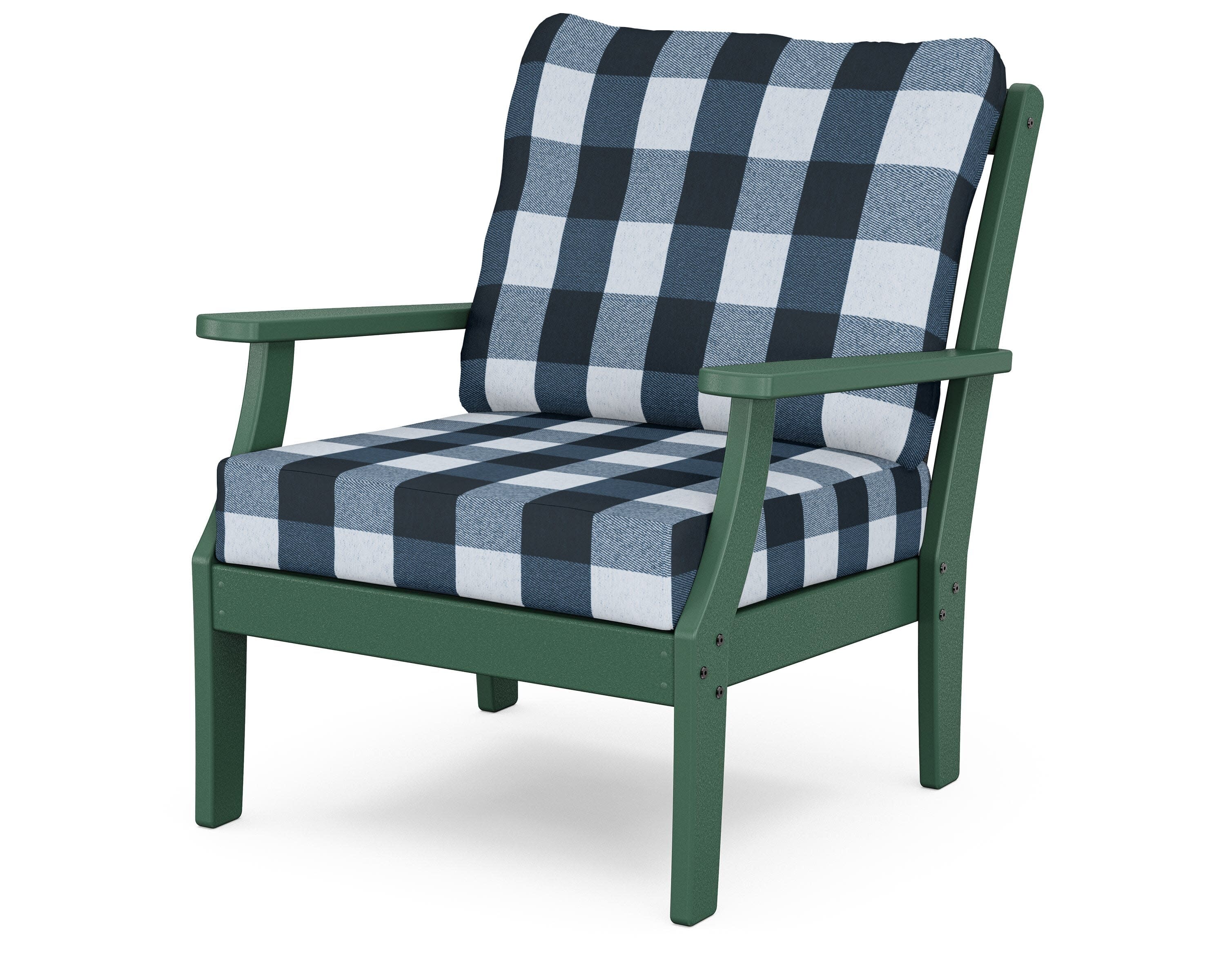Yacht Club Deep Seating Chair in Rainforest Canopy / Buffalo Plaid Marine Indigo