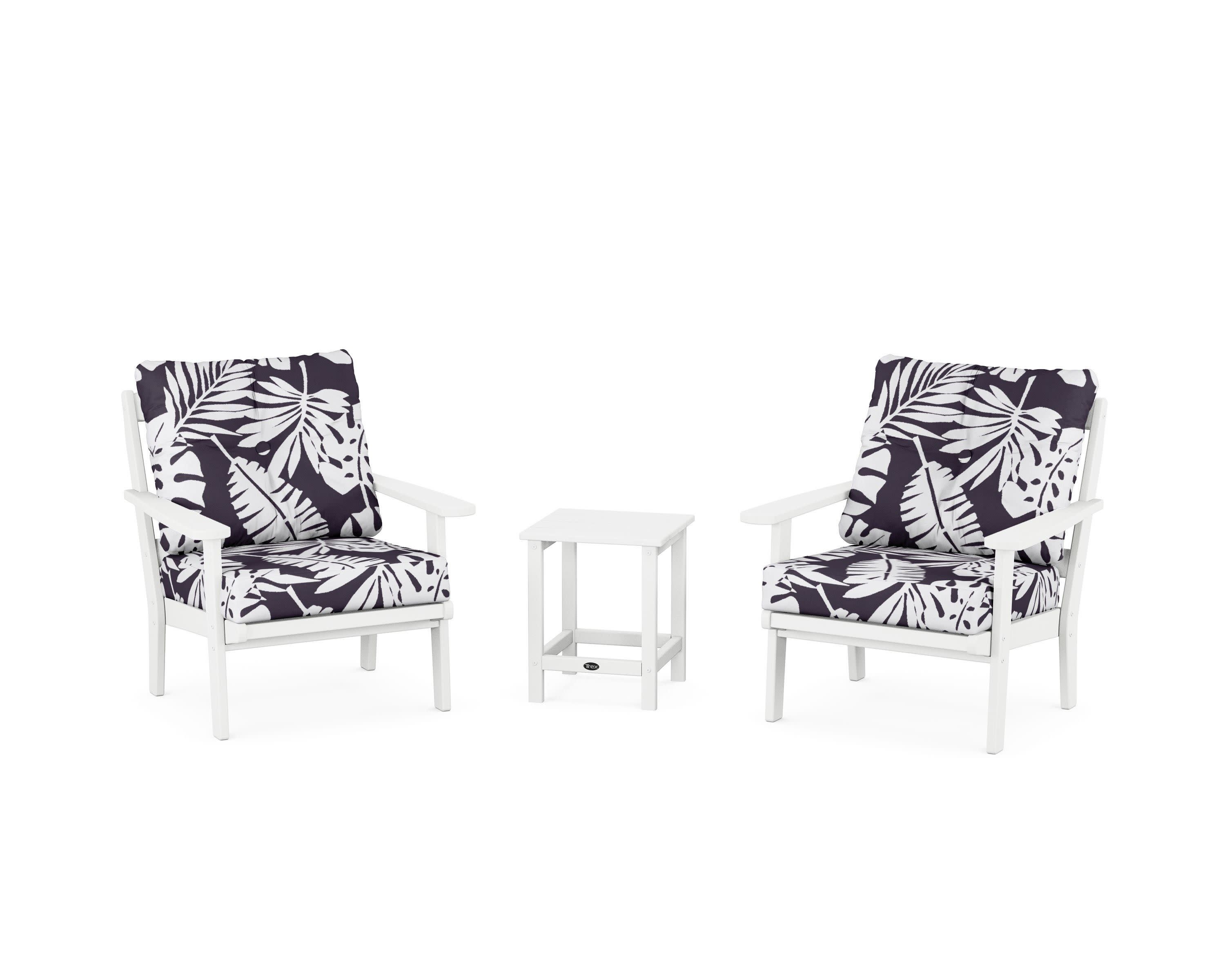 Cape Cod 3-Piece Deep Seating Set in Classic White / Leaf Navy