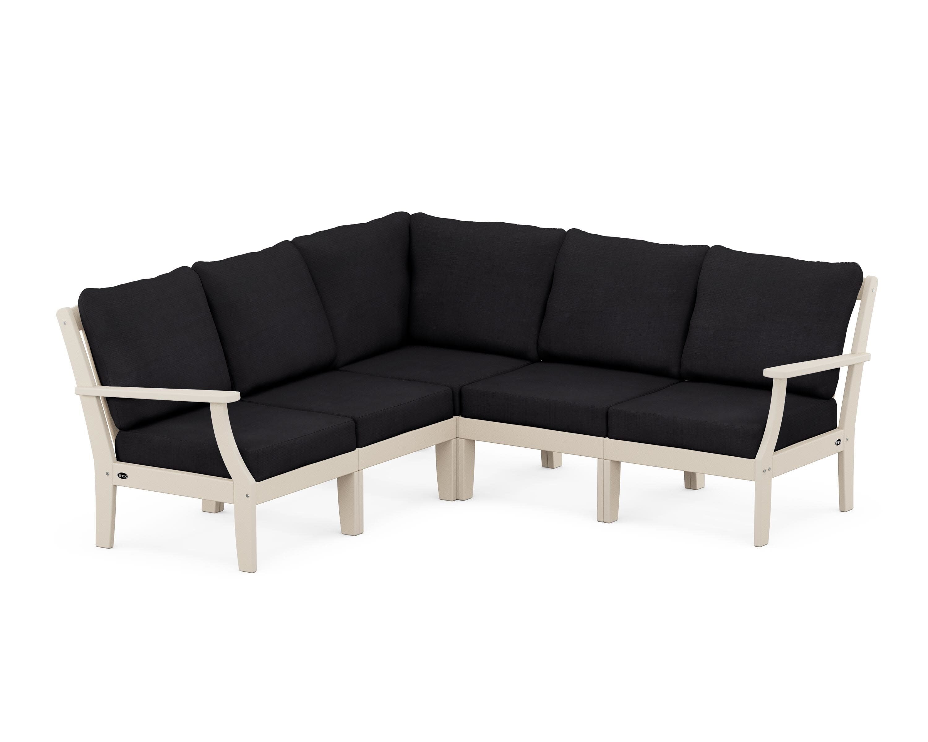 Yacht Club Modular 5-Piece Deep Seating Set in Sand Castle / Midnight Linen