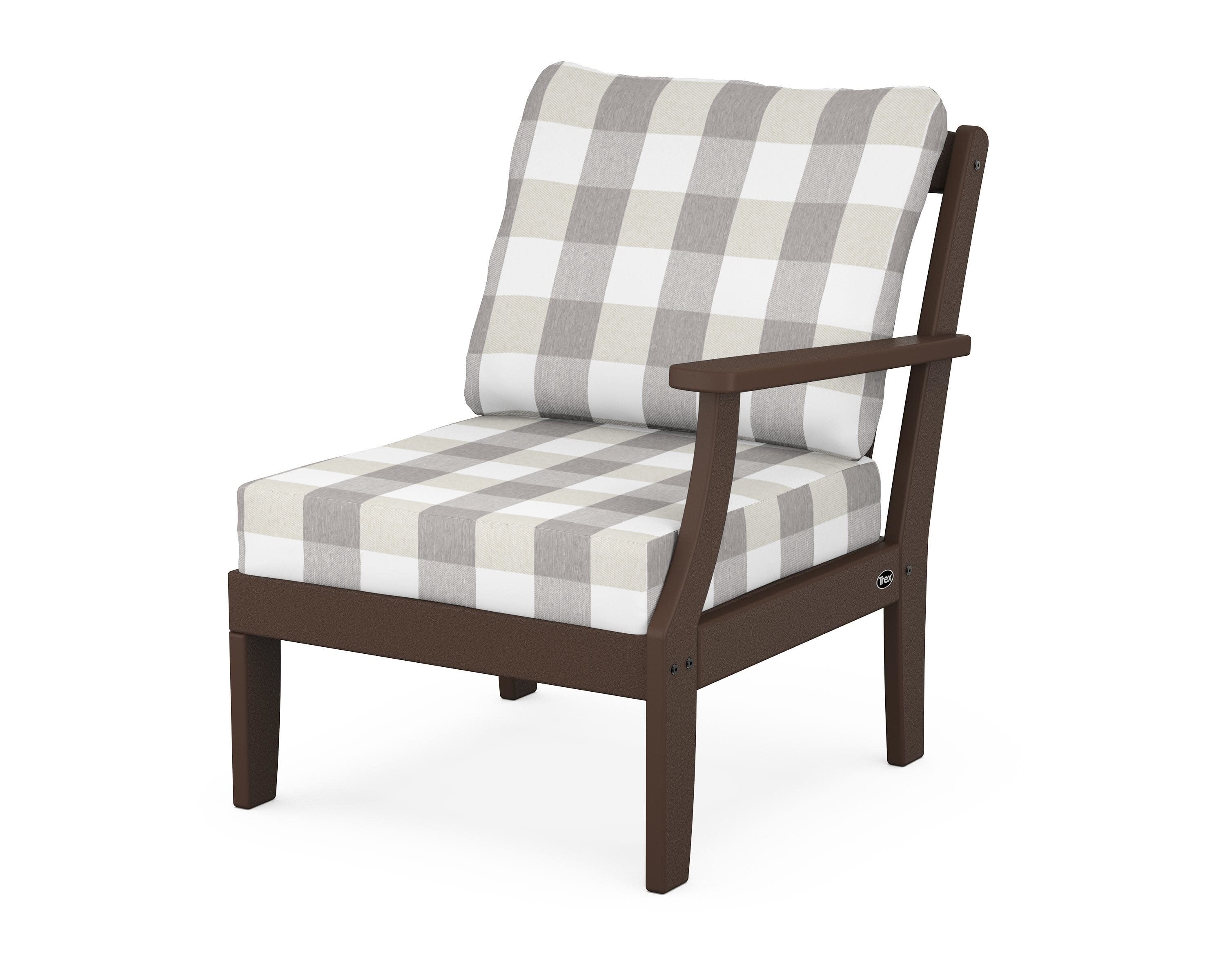 Yacht Club Modular Right Arm Chair in Vintage Lantern / Buffalo Plaid Grey Mist
