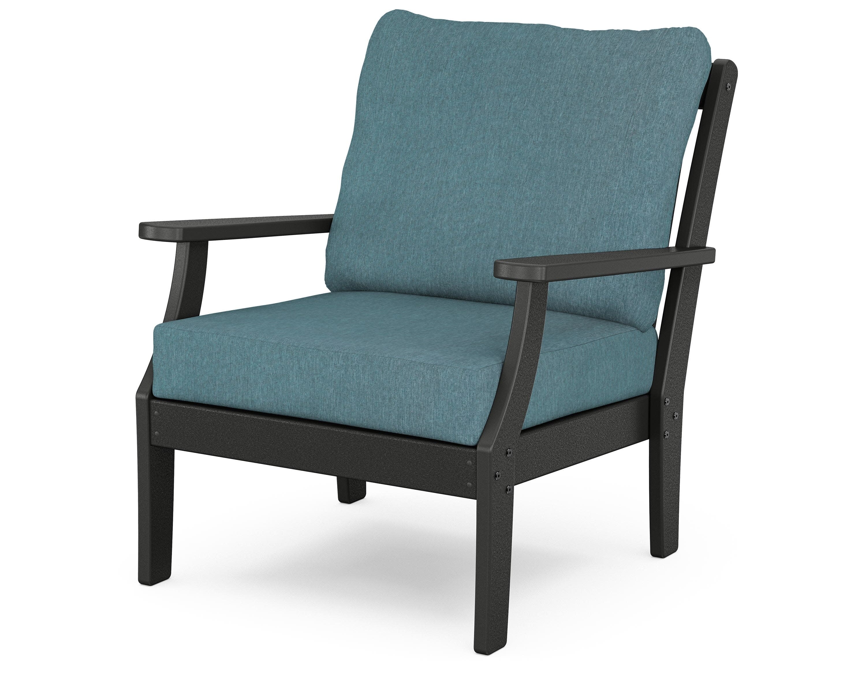 Yacht Club Deep Seating Chair in Charcoal Black / Ocean Teal