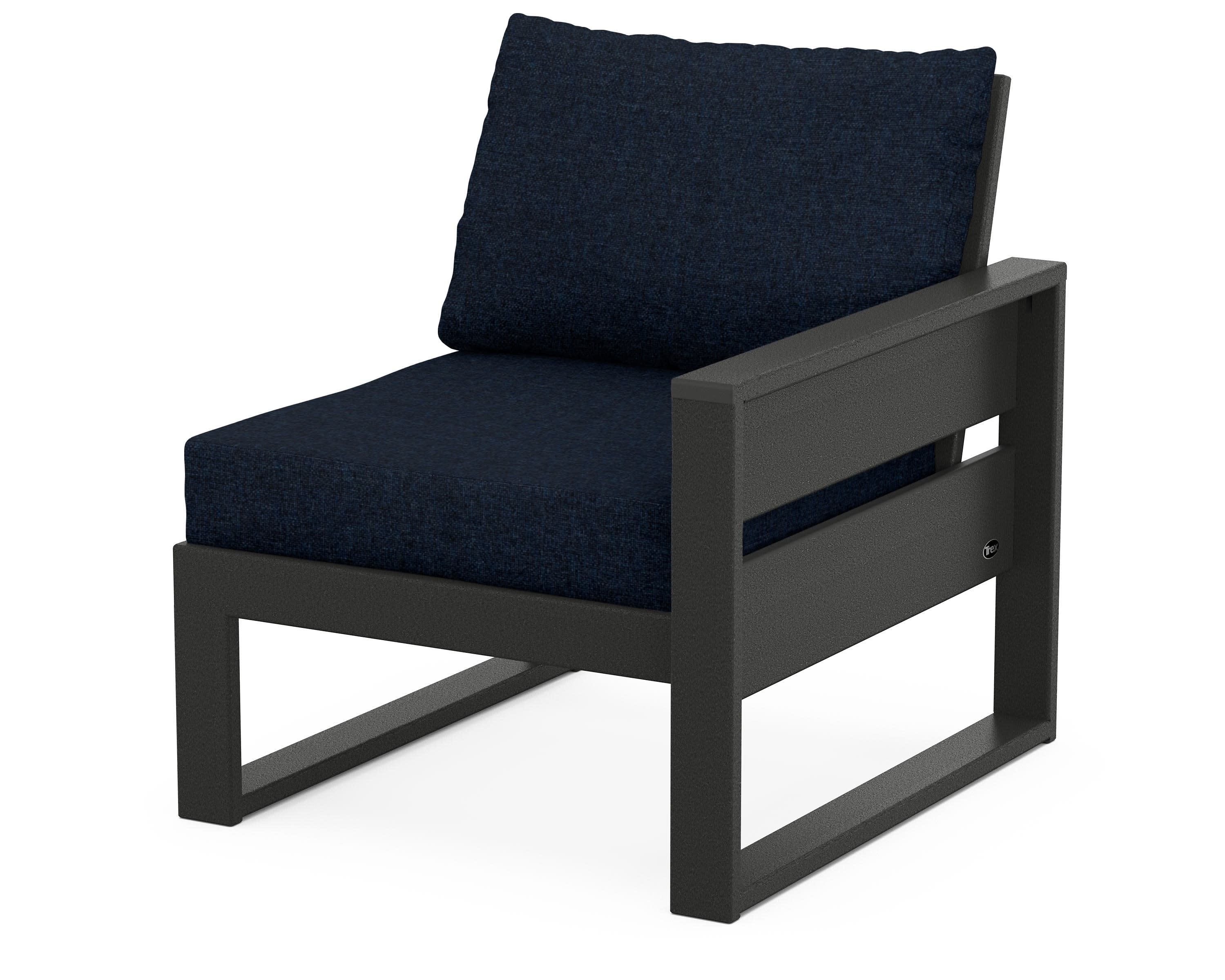 Eastport Modular Right Arm Chair in Charcoal Black / Marine Indigo