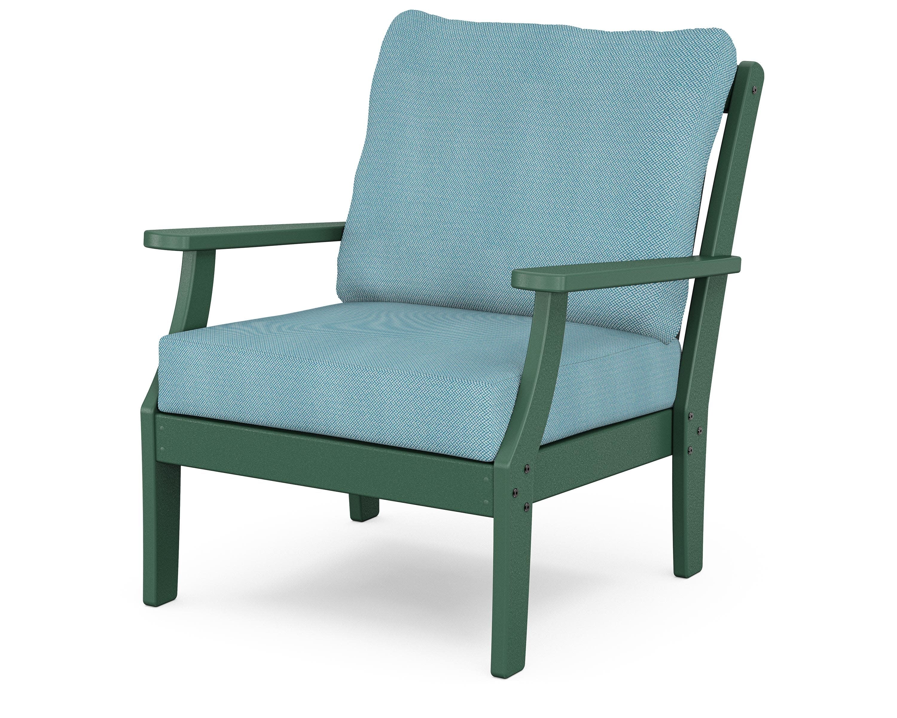 Yacht Club Deep Seating Chair in Rainforest Canopy / Lattice Sky Blue