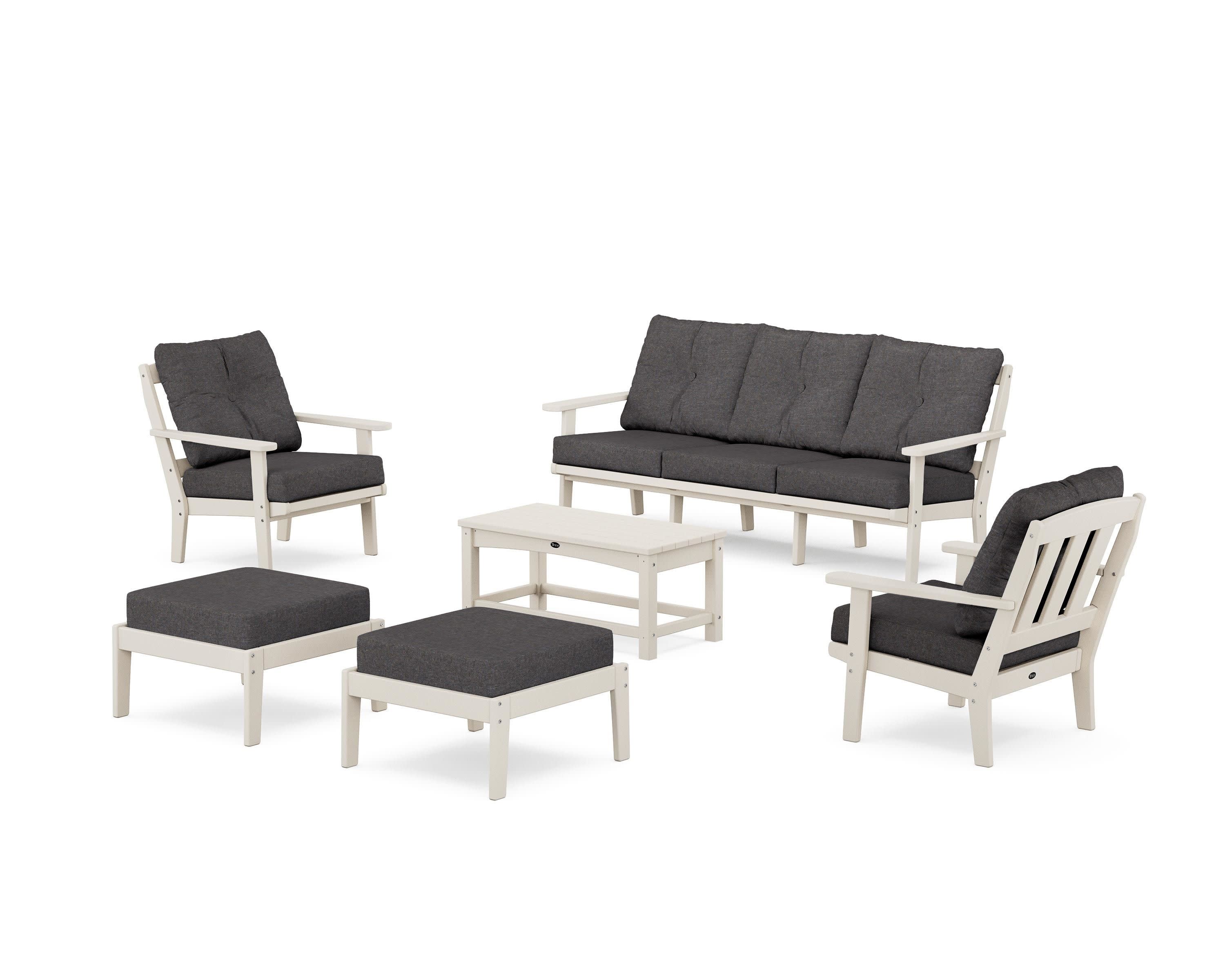 Cape Cod 6-Piece Lounge Sofa Set in Sand Castle / Ash Charcoal