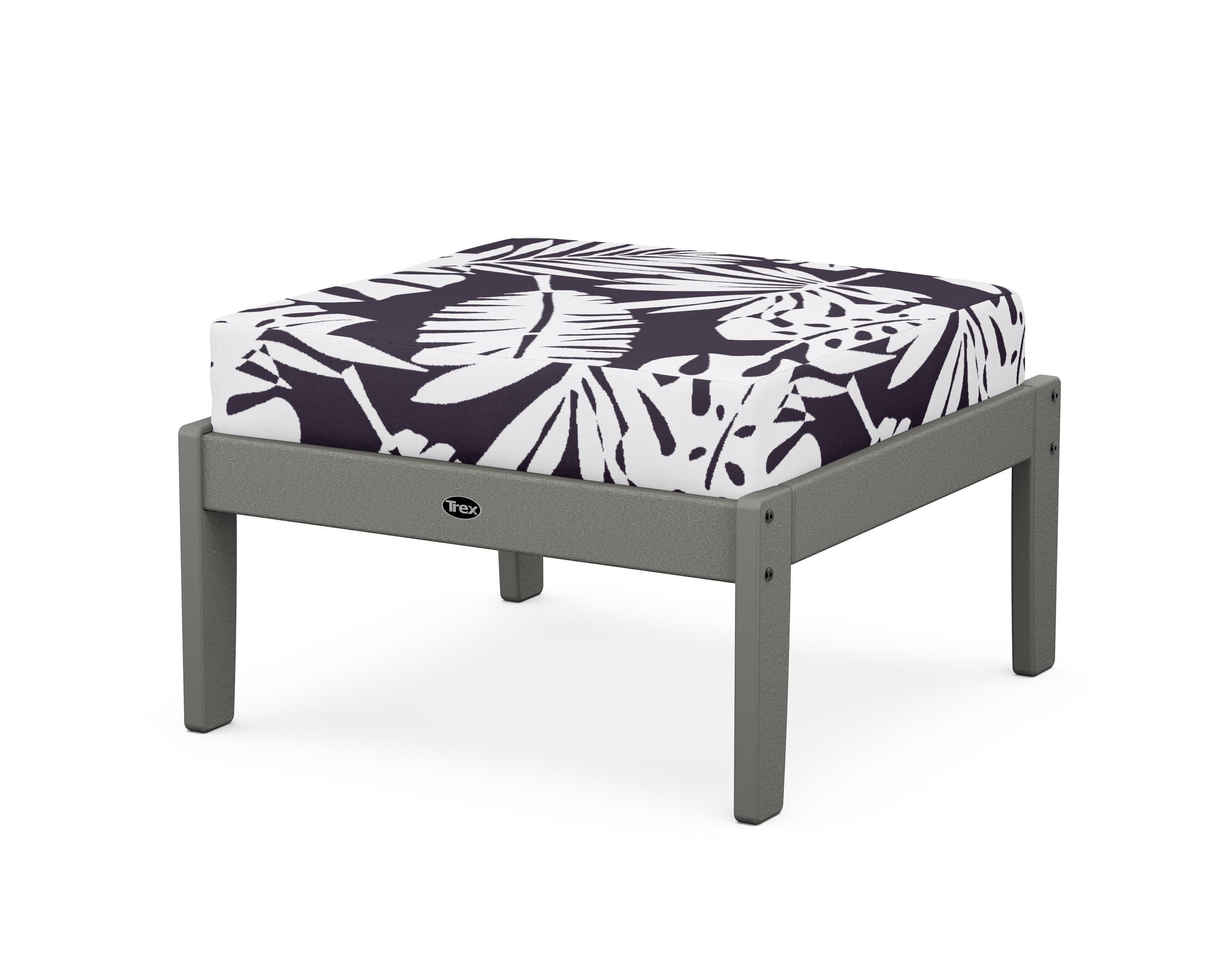Yacht Club Deep Seating Ottoman in Stepping Stone / Leaf Navy