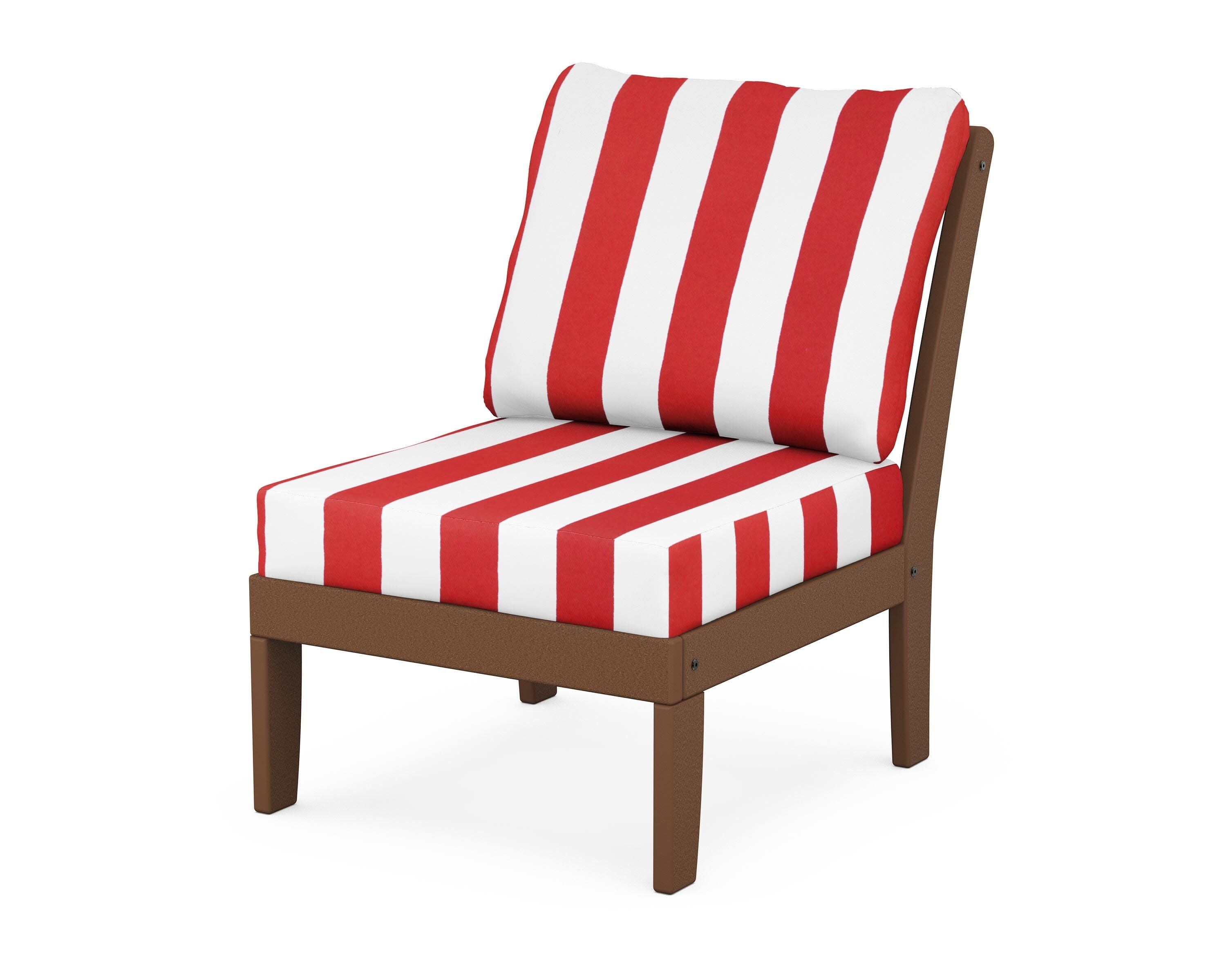 Yacht Club Modular Armless Chair in Tree House / Cabana Stripe Crimson