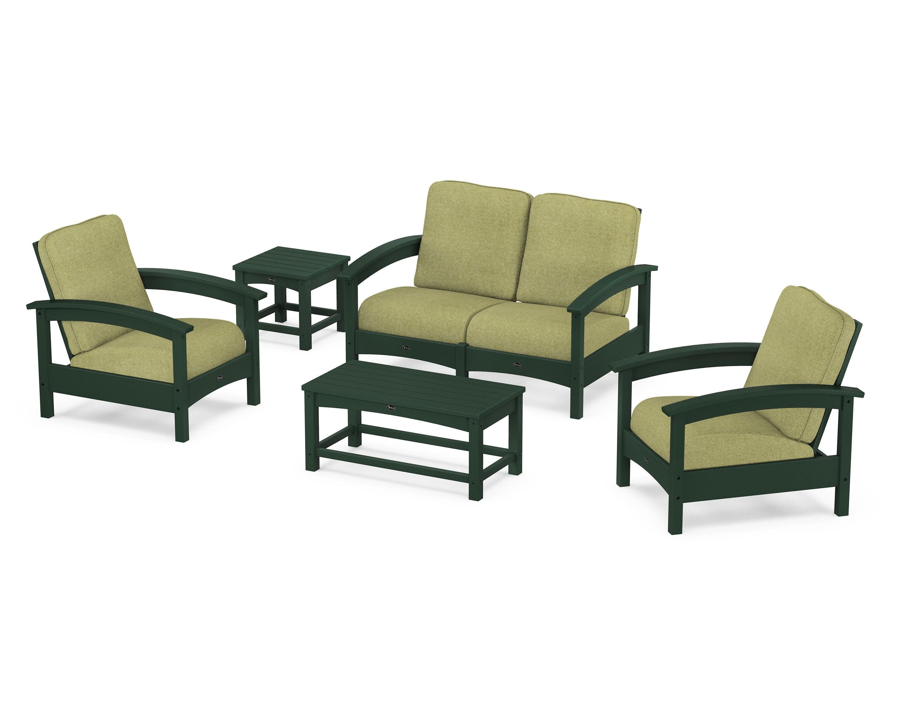 Rockport Club 6-Piece Deep Seating Conversation Set in Rainforest Canopy / Chartreuse Boucle