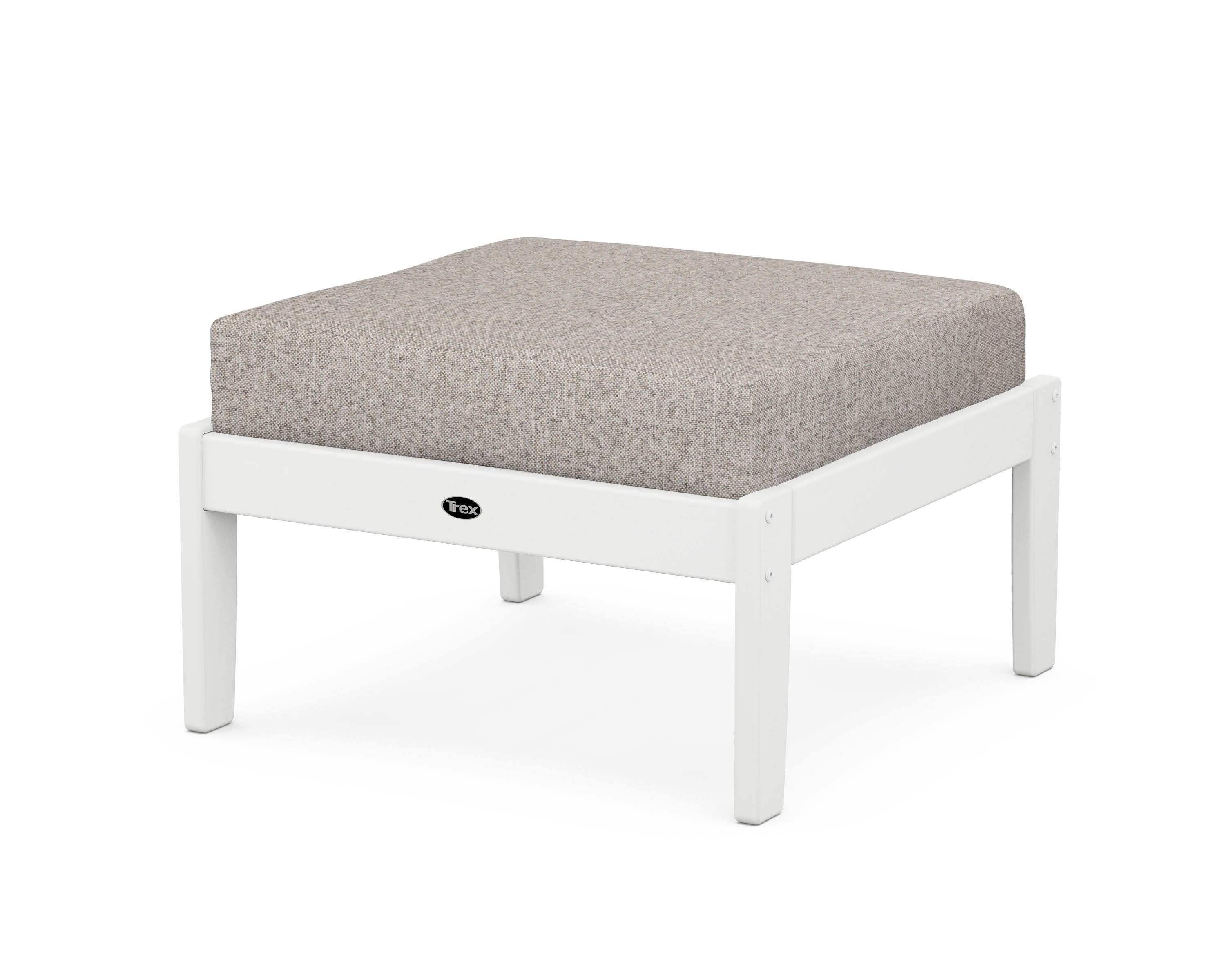 Yacht Club Deep Seating Ottoman in Classic White / Weathered Tweed