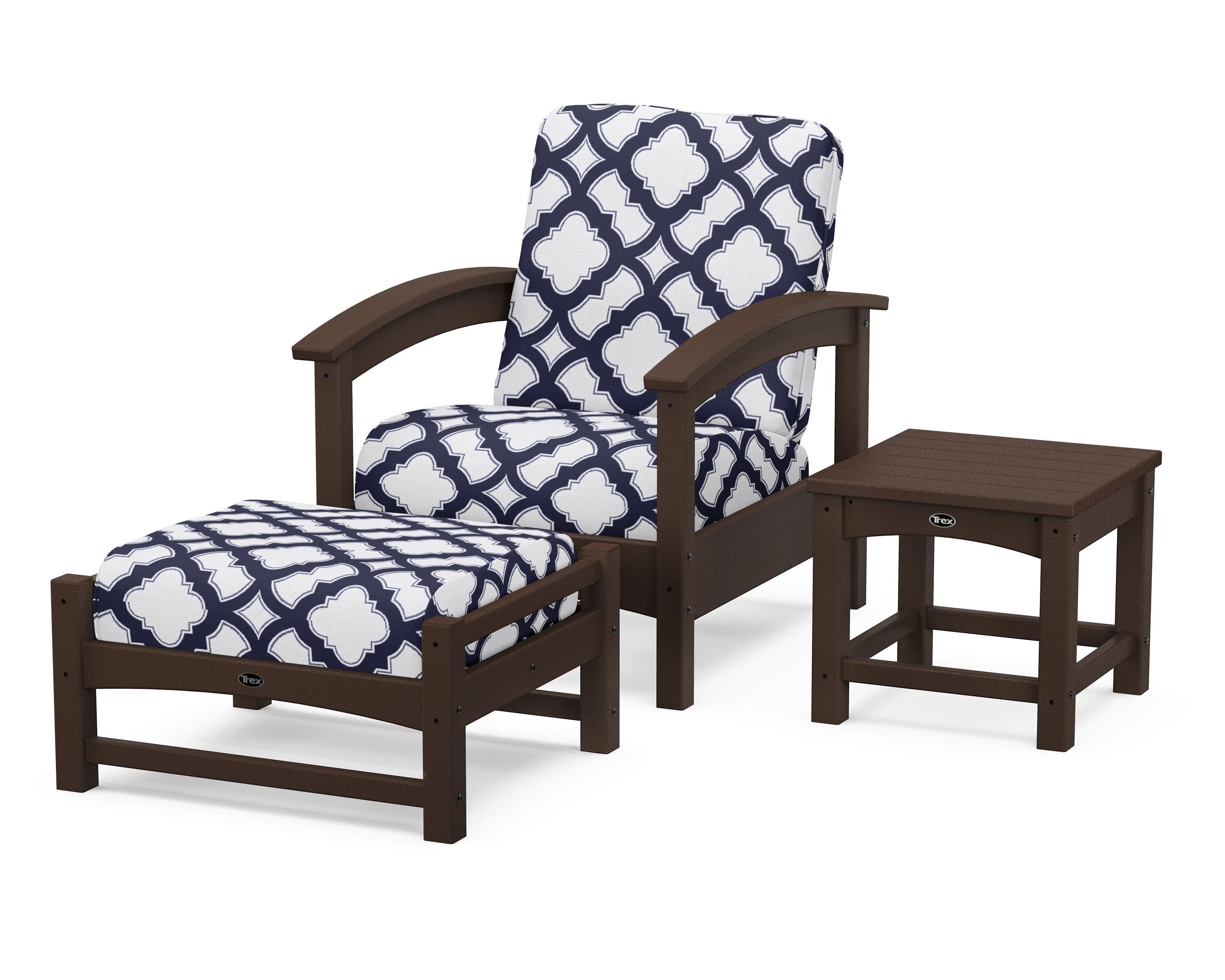 Rockport 3-Piece Deep Seating Set in Vintage Lantern / Trellis Navy
