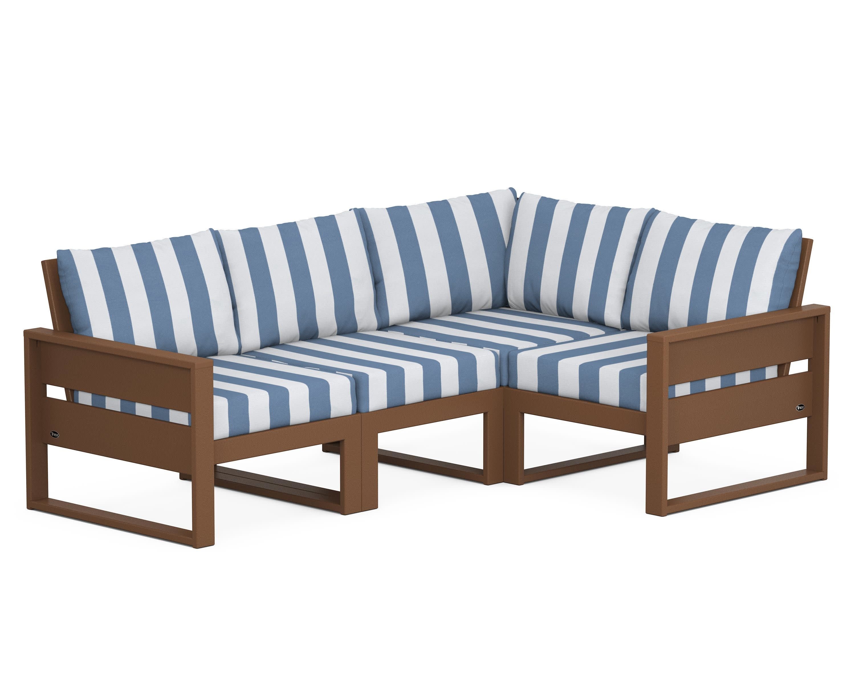 Eastport 4- Piece Sectional in Tree House / Cabana Stripe Sky Blue