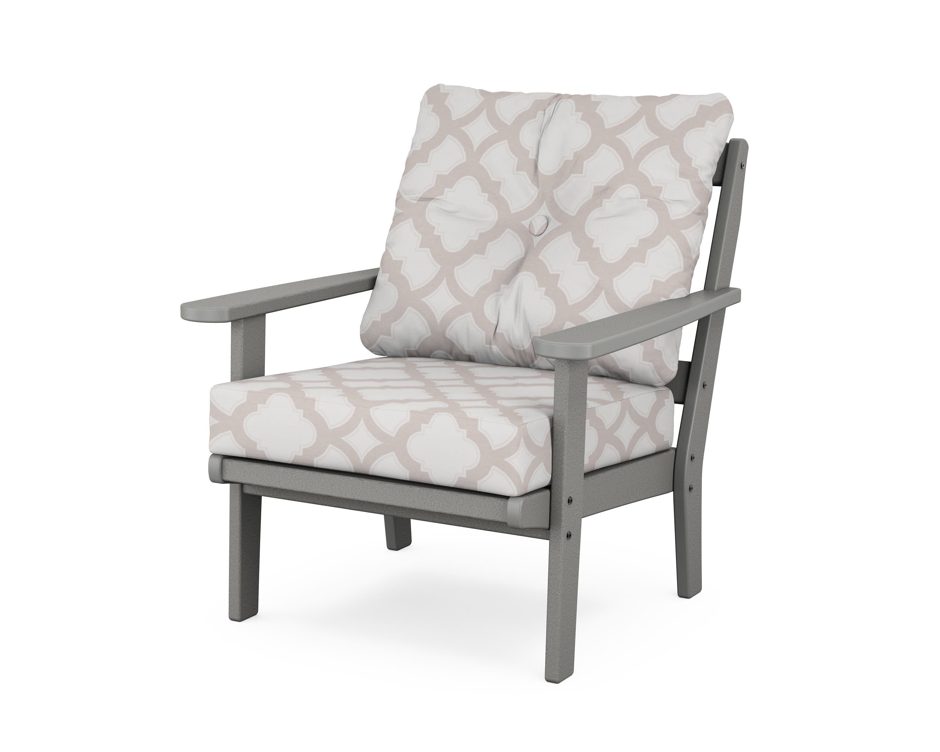 Cape Cod Deep Seating Chair in Stepping Stone / Trellis Dune Burlap