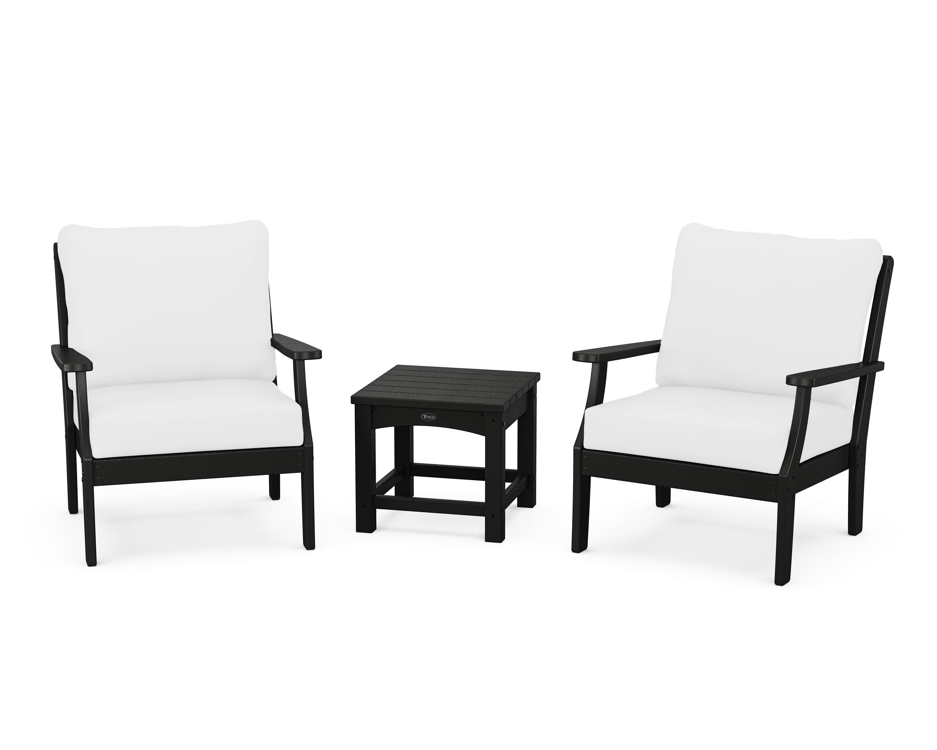 Yacht Club 3-Piece Deep Seating Set in Charcoal Black / Natural