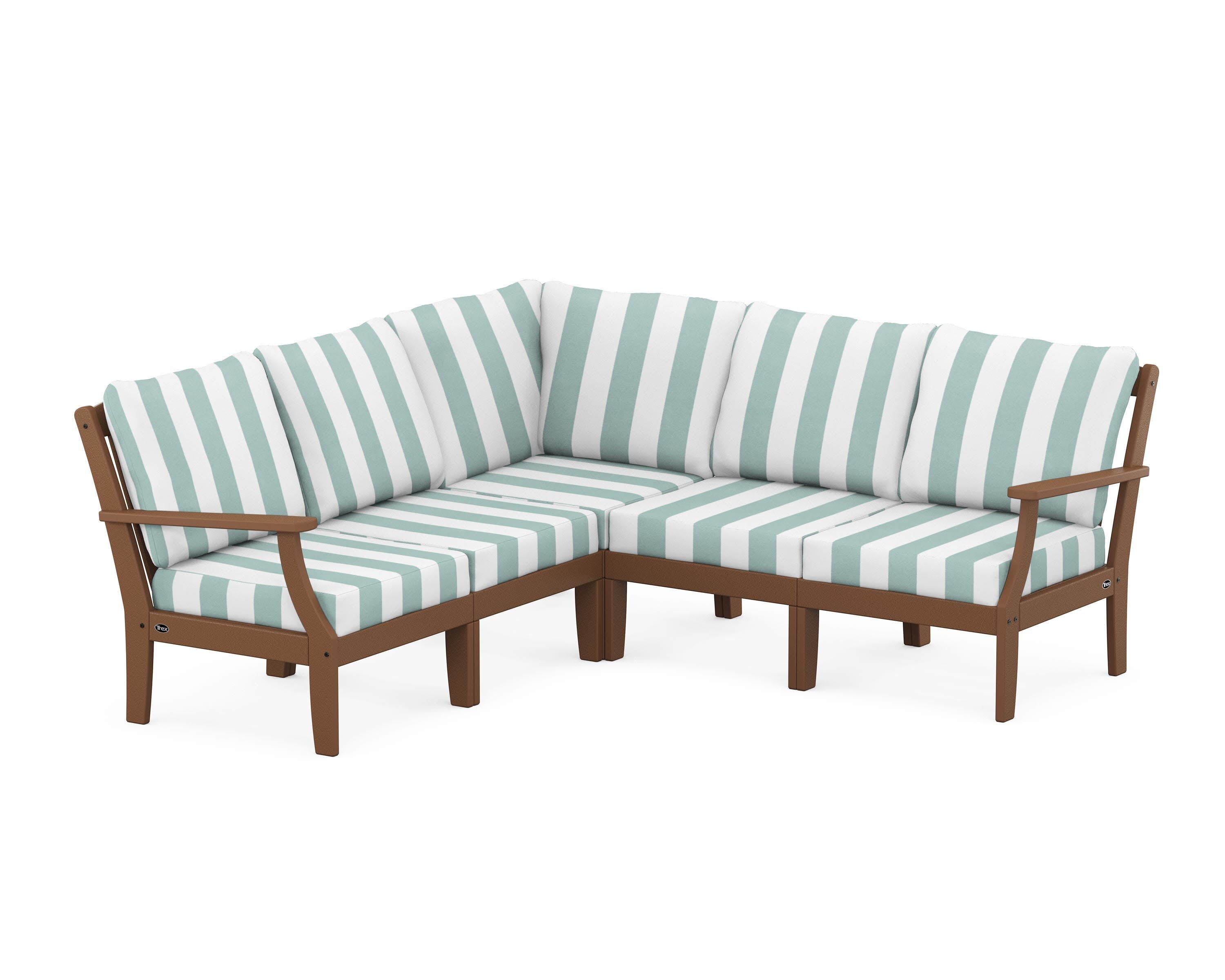 Yacht Club Modular 5-Piece Deep Seating Set in Tree House / Cabana Stripe Glacier Spa