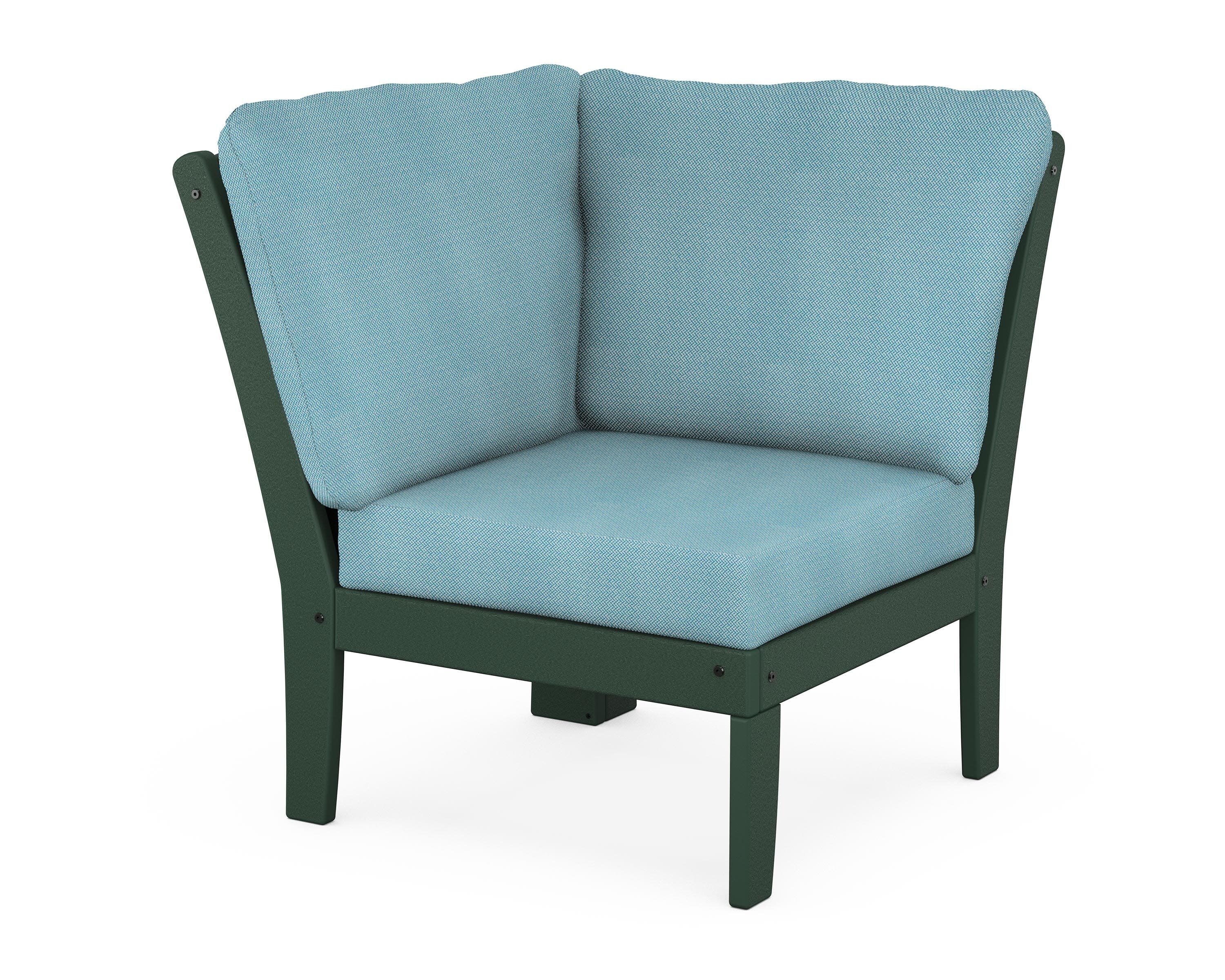 Yacht Club Modular Corner Chair in Rainforest Canopy / Lattice Sky Blue
