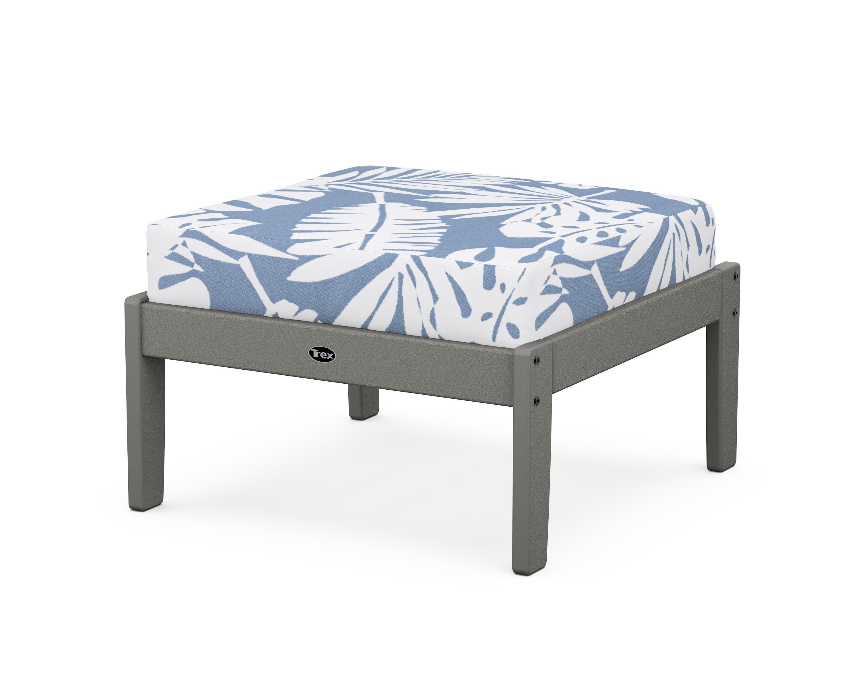 Yacht Club Deep Seating Ottoman in Stepping Stone / Leaf Sky Blue