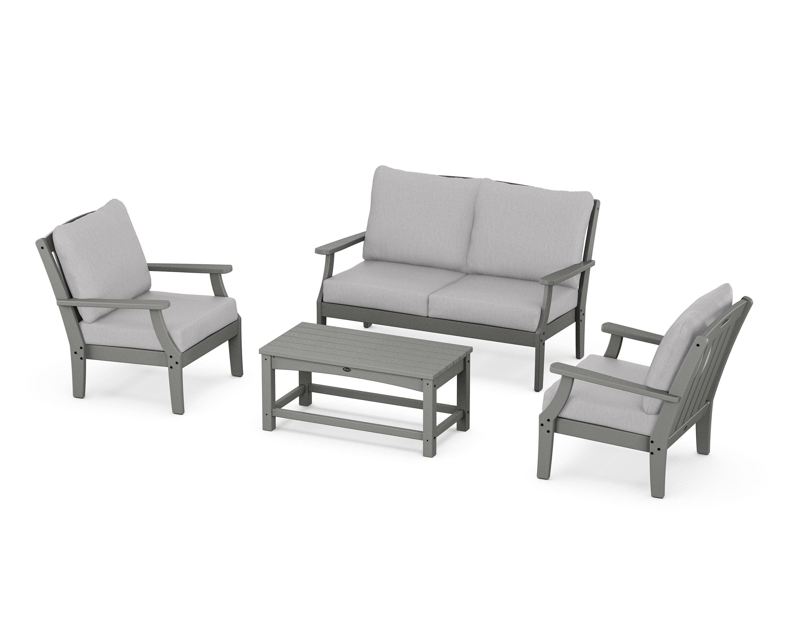 Yacht Club 4-Piece Deep Seating Chair Set in Stepping Stone / Granite