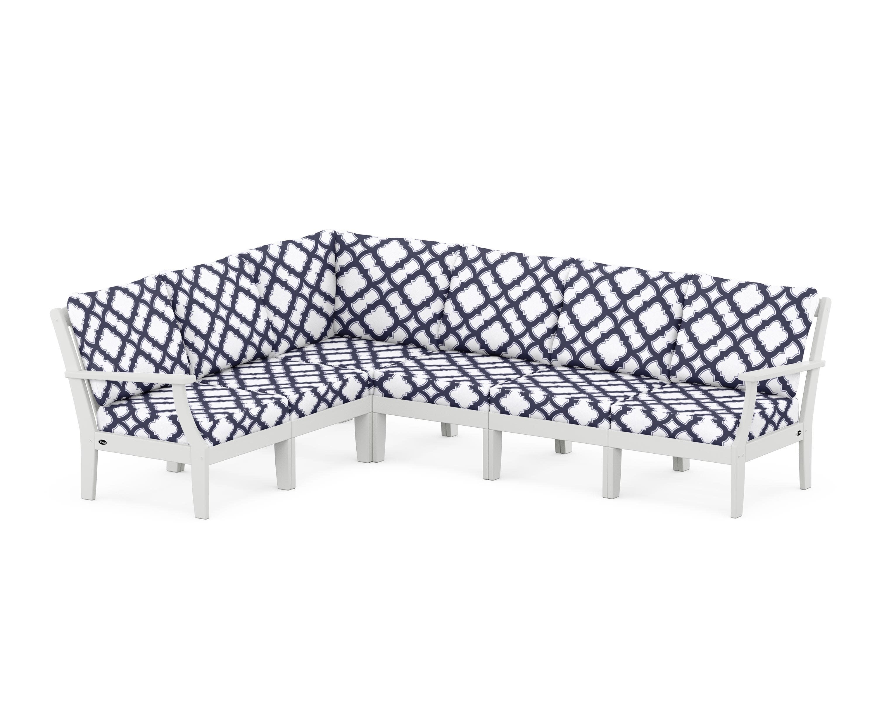 Yacht Club Modular 6-Piece Deep Seating Set in Classic White / Trellis Navy