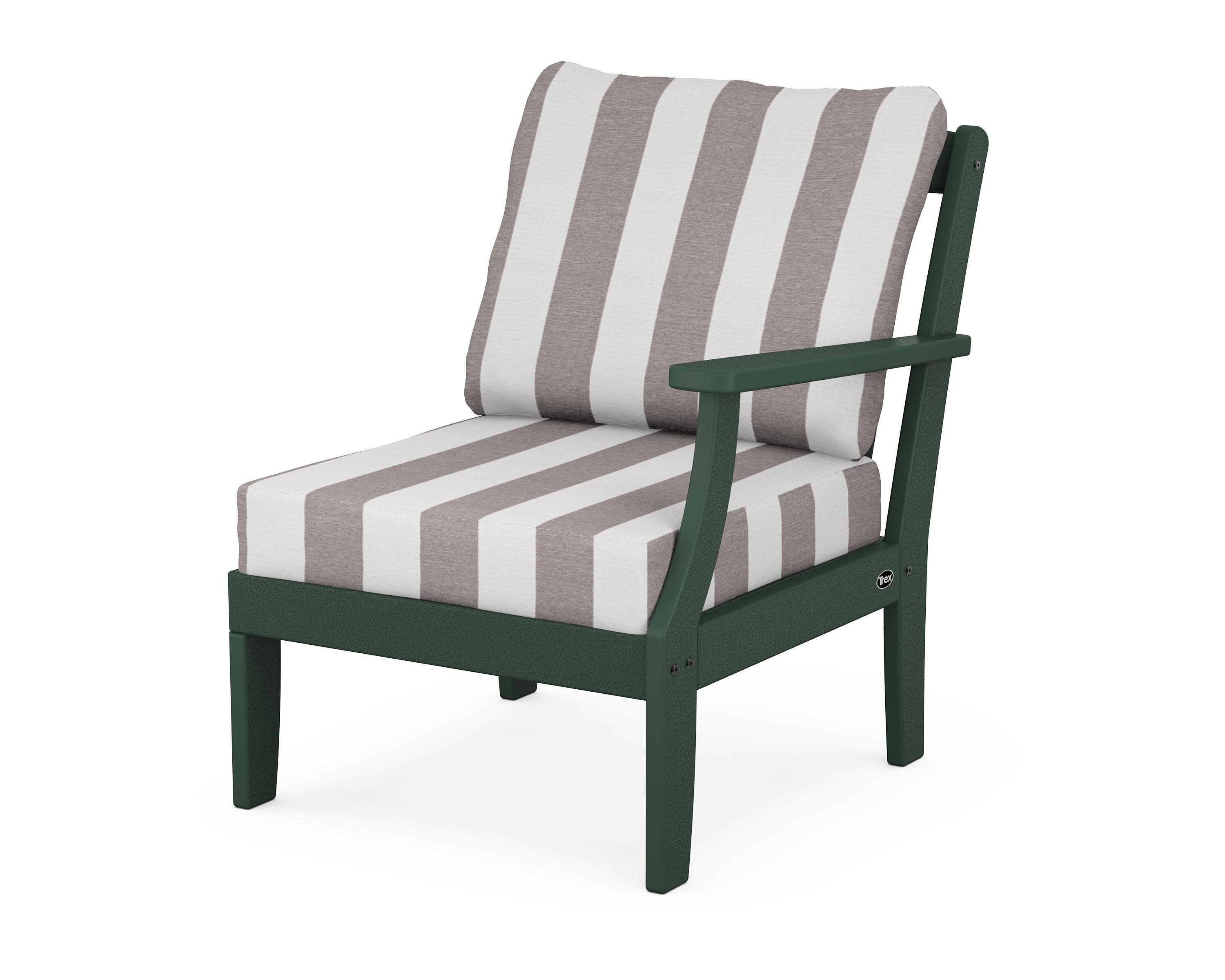 Yacht Club Modular Right Arm Chair in Rainforest Canopy / Cabana Stripe Grey Mist