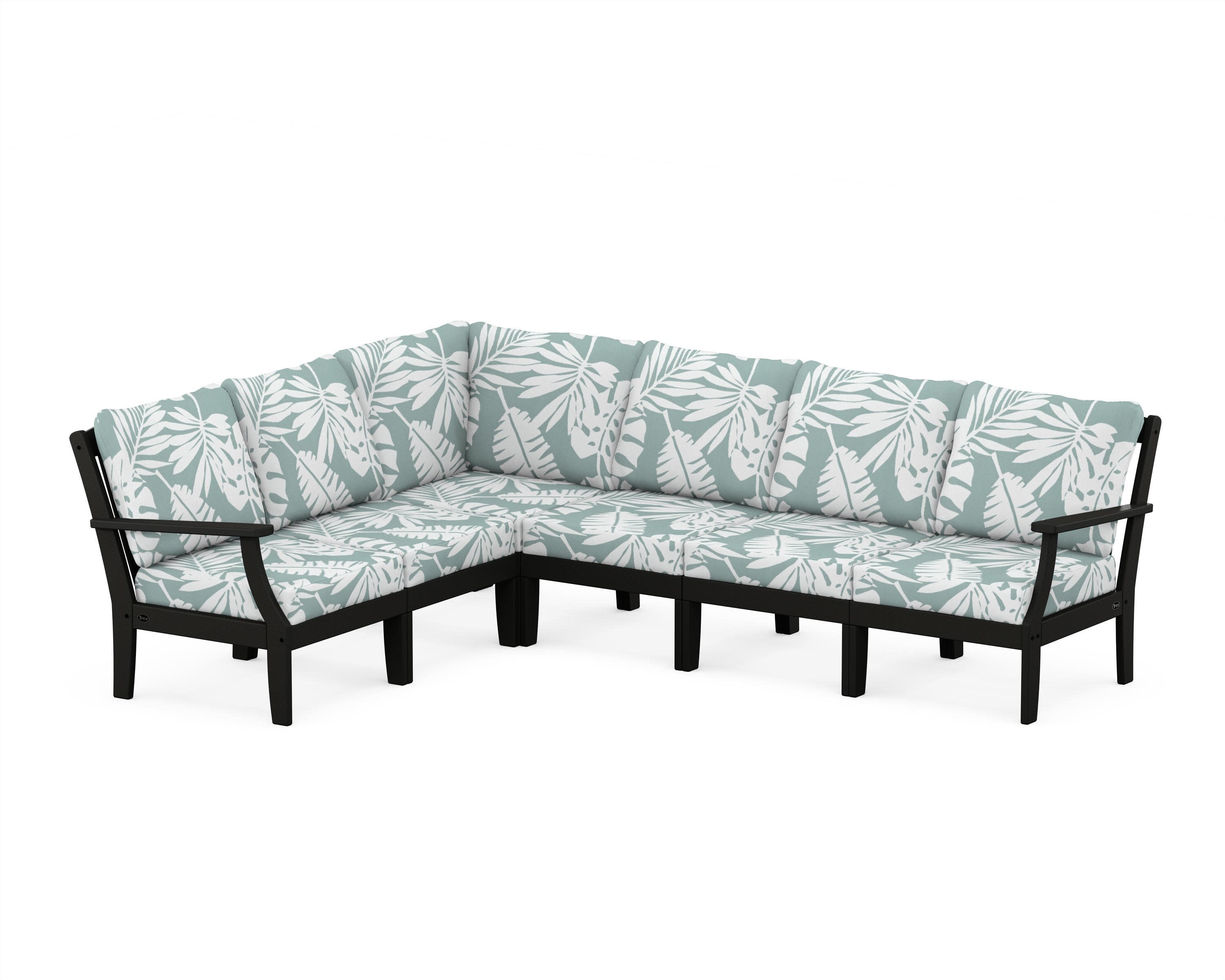 Yacht Club Modular 6-Piece Deep Seating Set in Charcoal Black / Leaf Glacier Spa