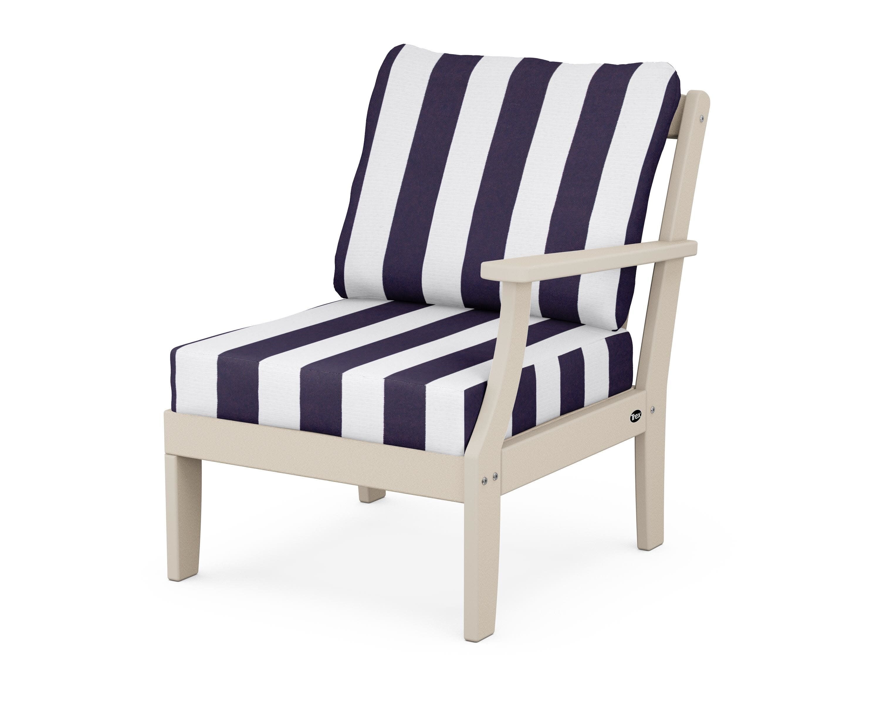 Yacht Club Modular Right Arm Chair in Sand Castle / Cabana Stripe Navy
