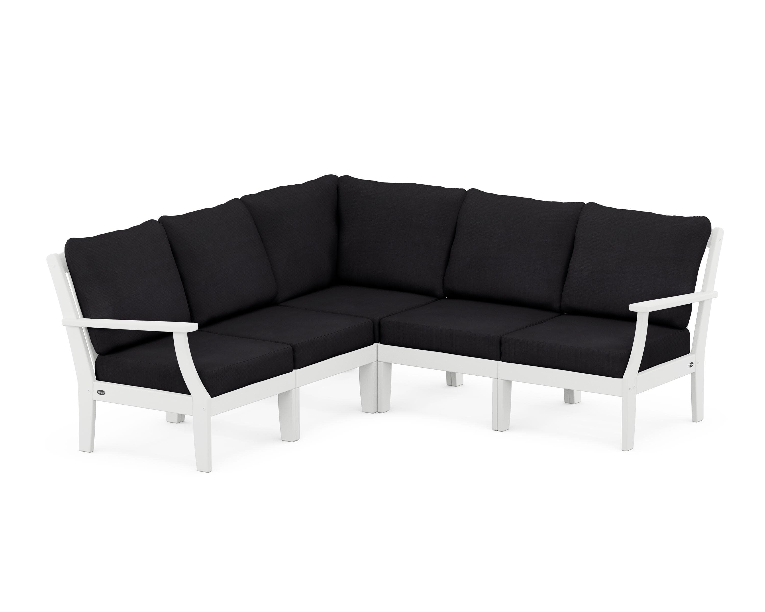 Yacht Club Modular 5-Piece Deep Seating Set in Classic White / Midnight Linen