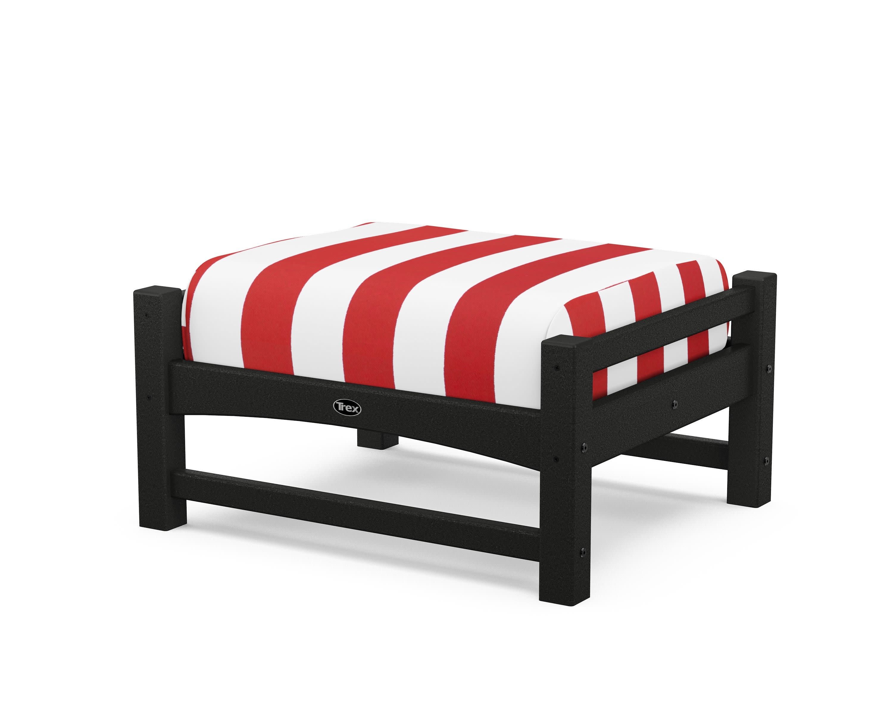 Rockport Club Ottoman in Charcoal Black / Cabana Stripe Crimson