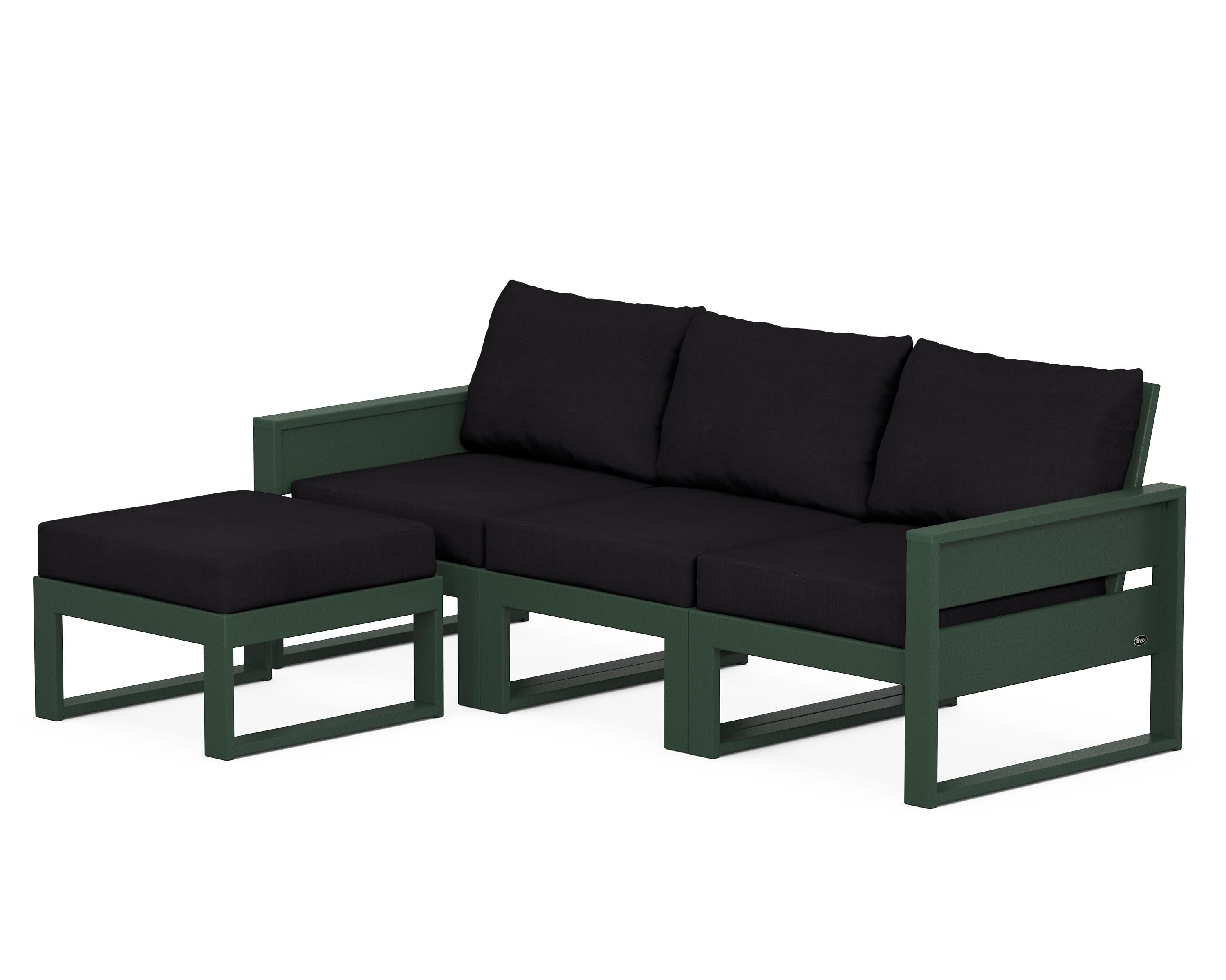 Eastport 4- Piece Sectional with Ottoman in Rainforest Canopy / Midnight Linen