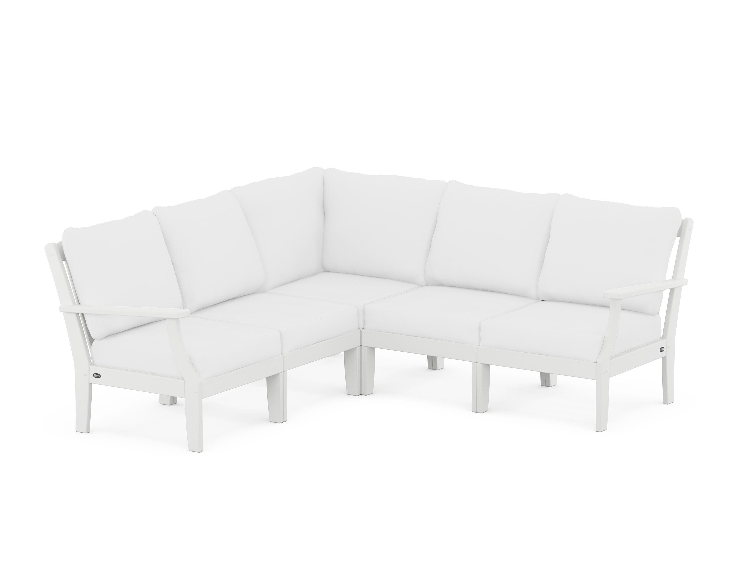 Yacht Club Modular 5-Piece Deep Seating Set in Classic White / Natural