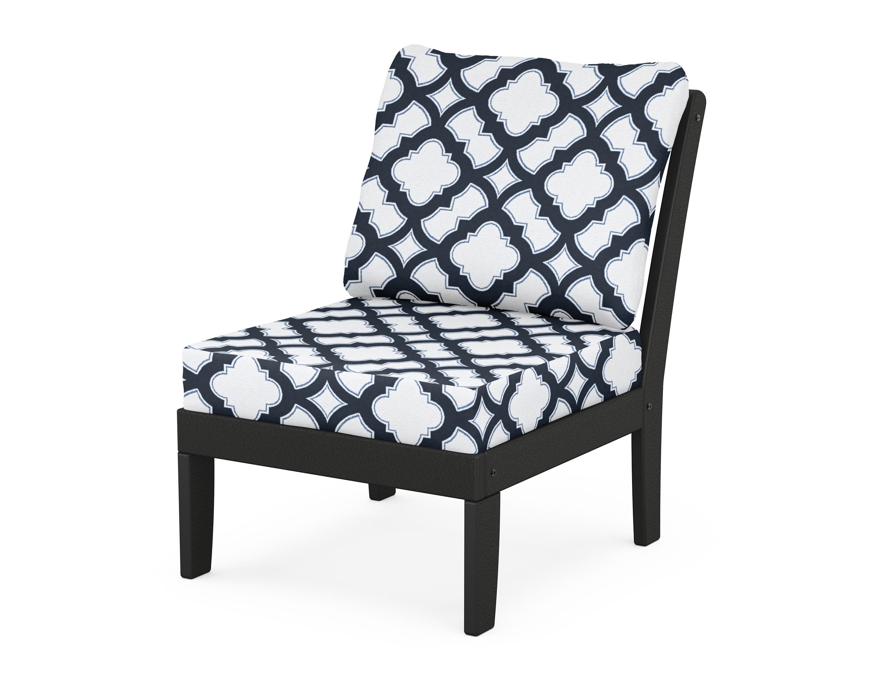 Yacht Club Modular Armless Chair in Charcoal Black / Trellis Marine Indigo
