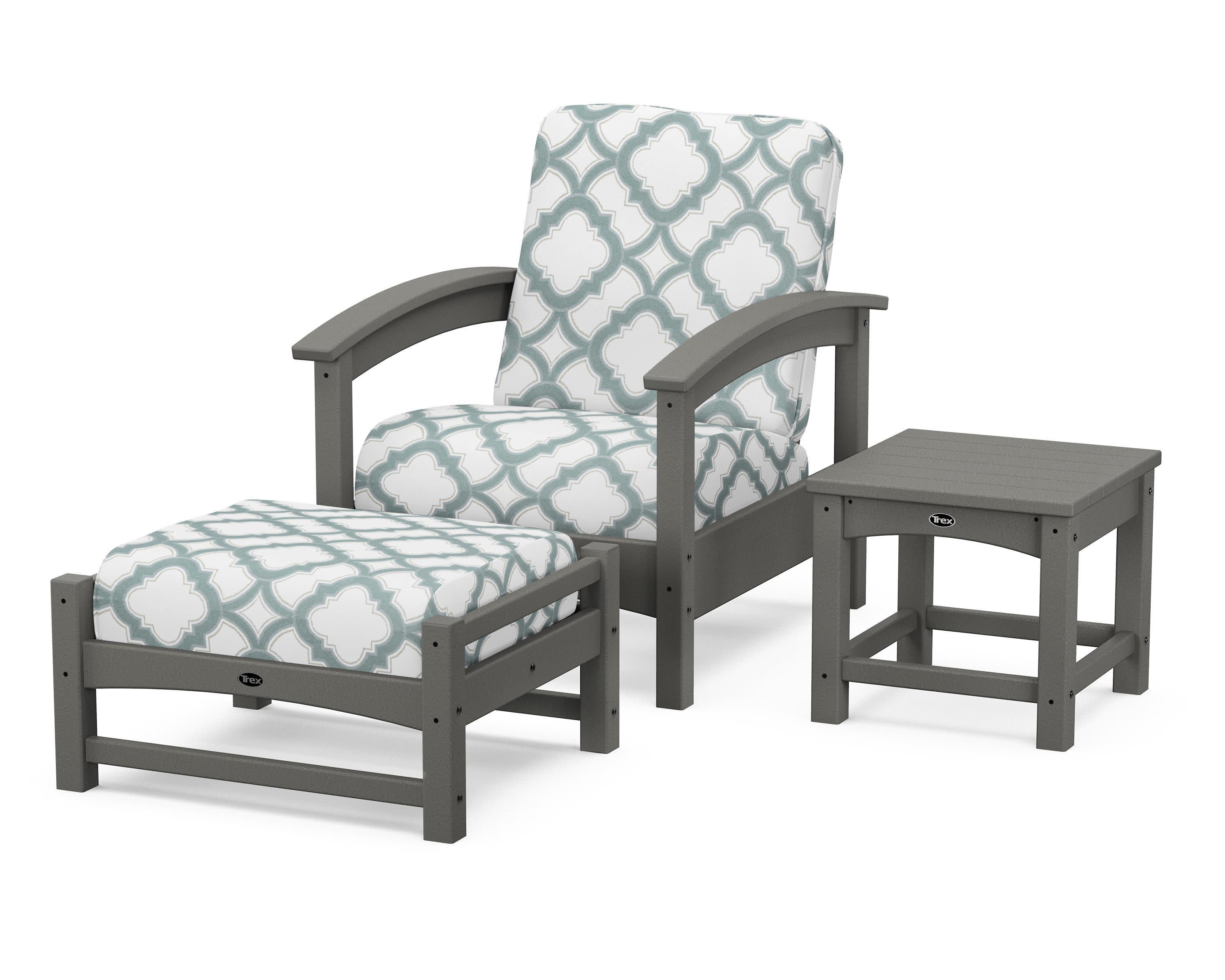 Rockport 3-Piece Deep Seating Set in Stepping Stone / Trellis Glacier Spa