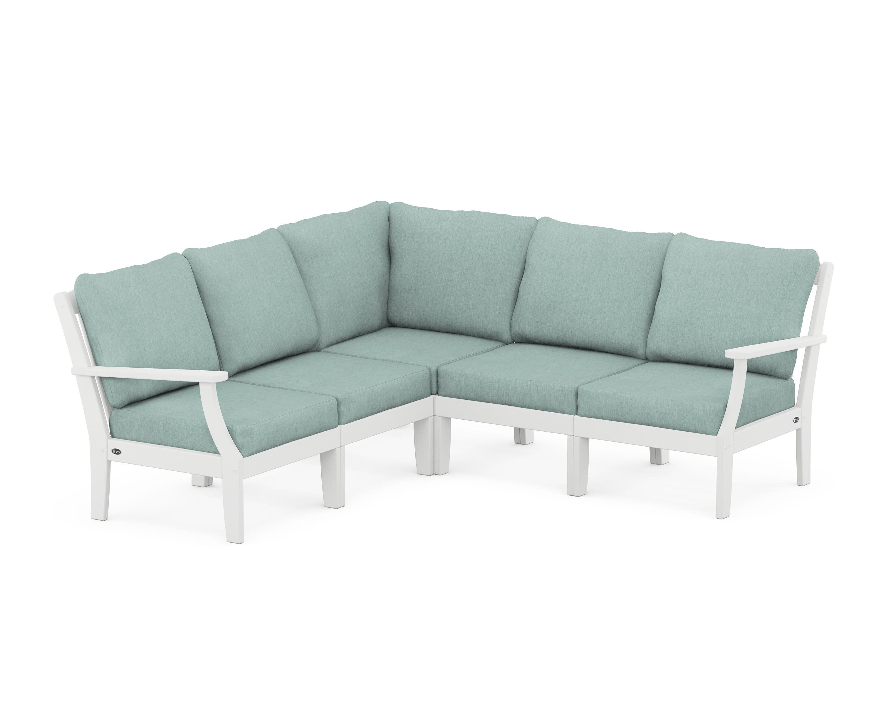 Yacht Club Modular 5-Piece Deep Seating Set in Classic White / Glacier Spa