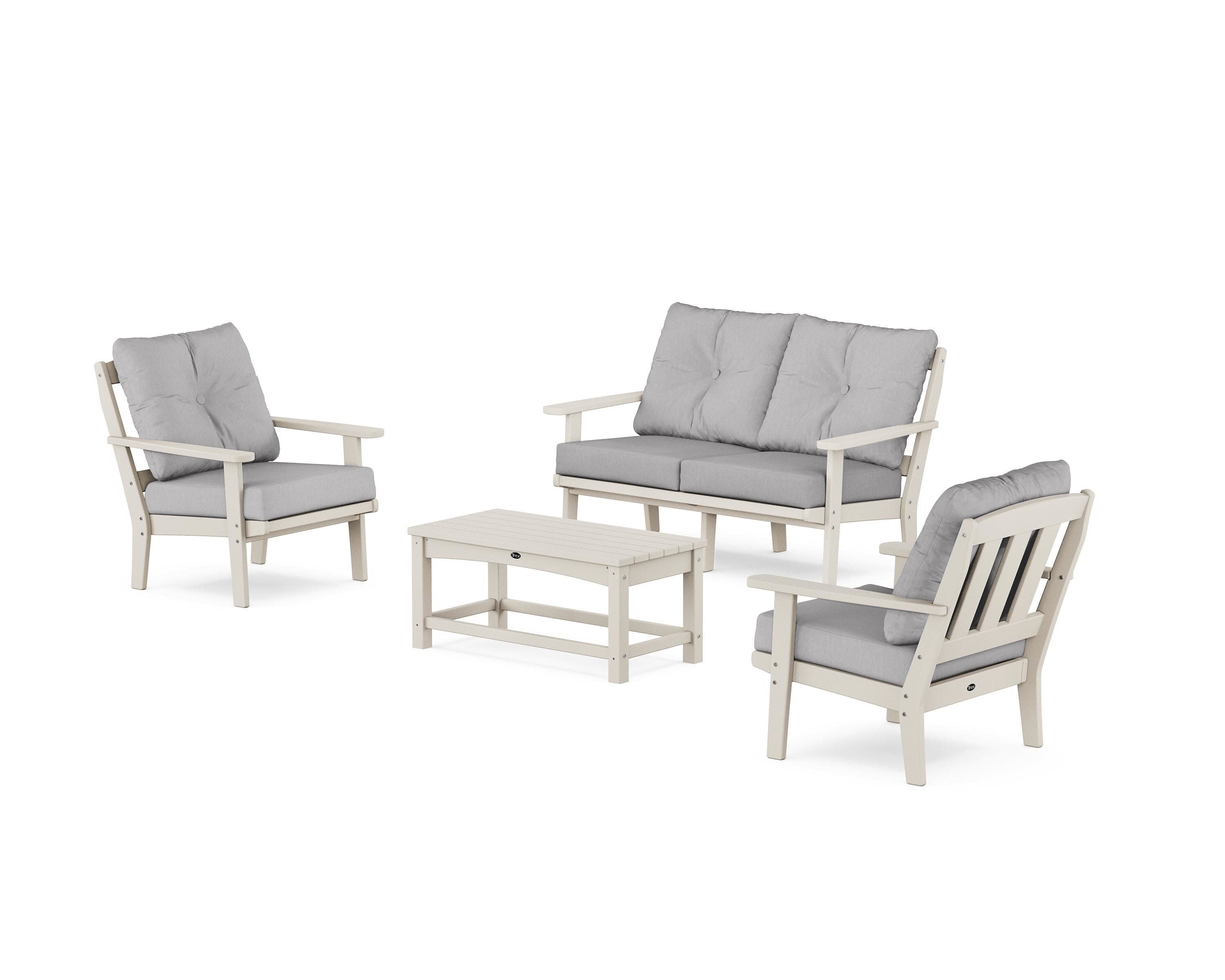 Cape Cod 4-Piece Deep Seating Set with Loveseat in Sand Castle / Granite
