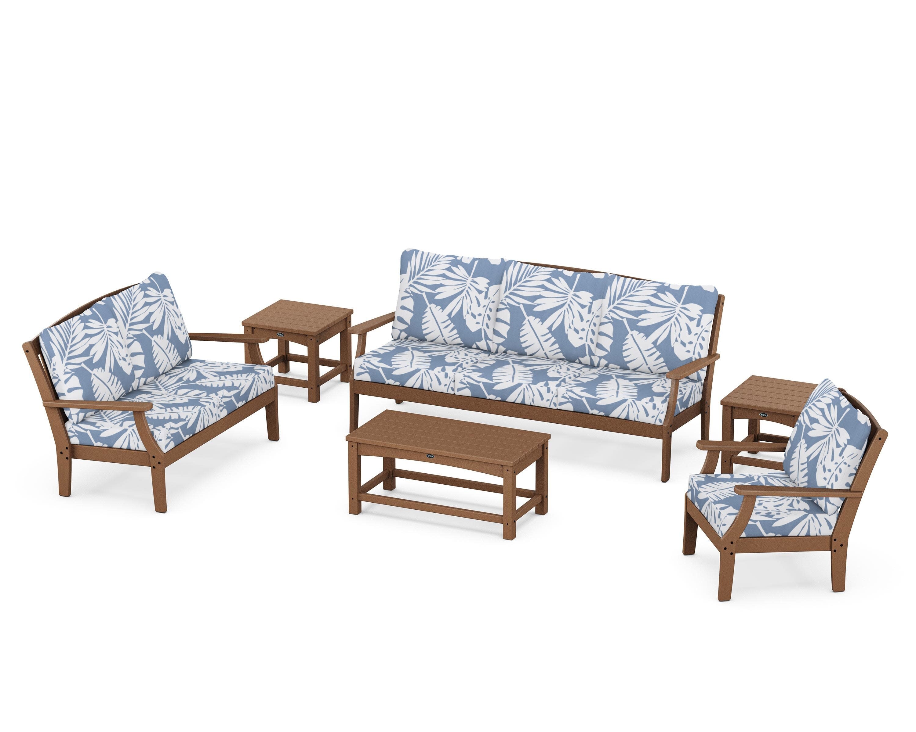 Yacht Club 6-Piece Deep Seating Set in Tree House / Leaf Sky Blue