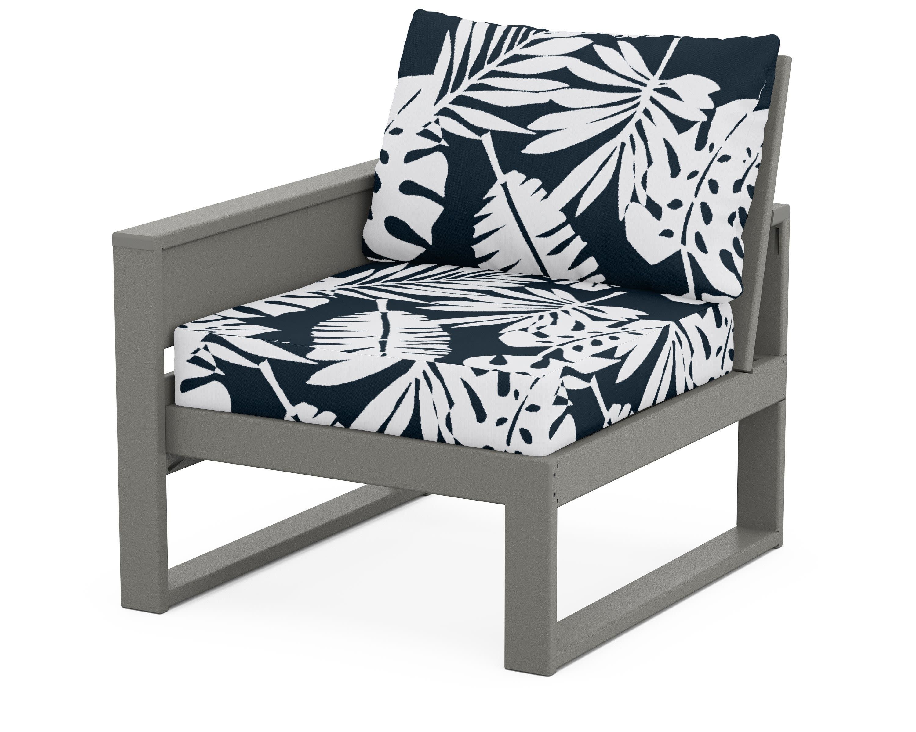 Eastport Modular Left Arm Chair in Stepping Stone / Leaf Marine Indigo