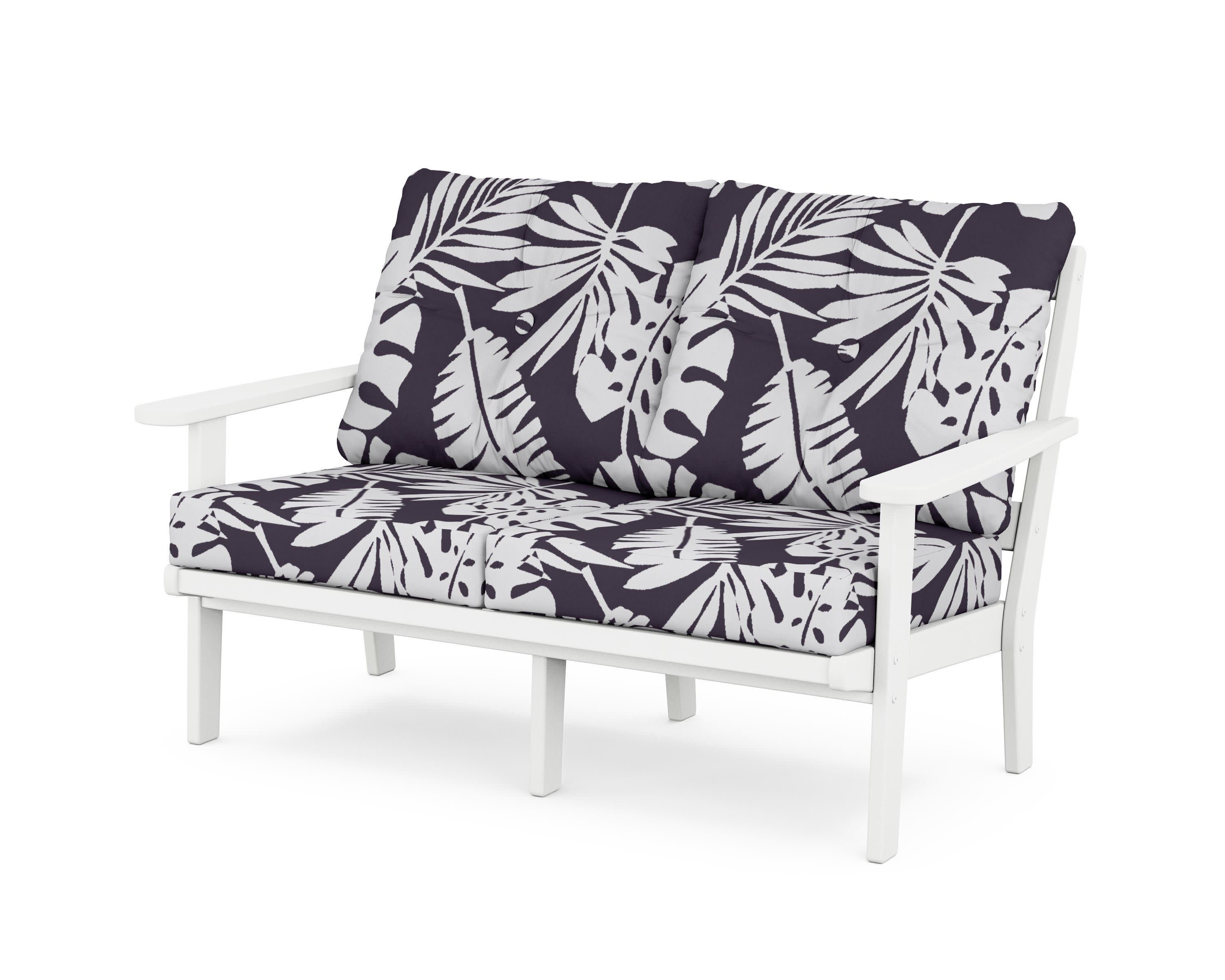 Cape Cod Deep Seating Loveseat in Classic White / Leaf Navy