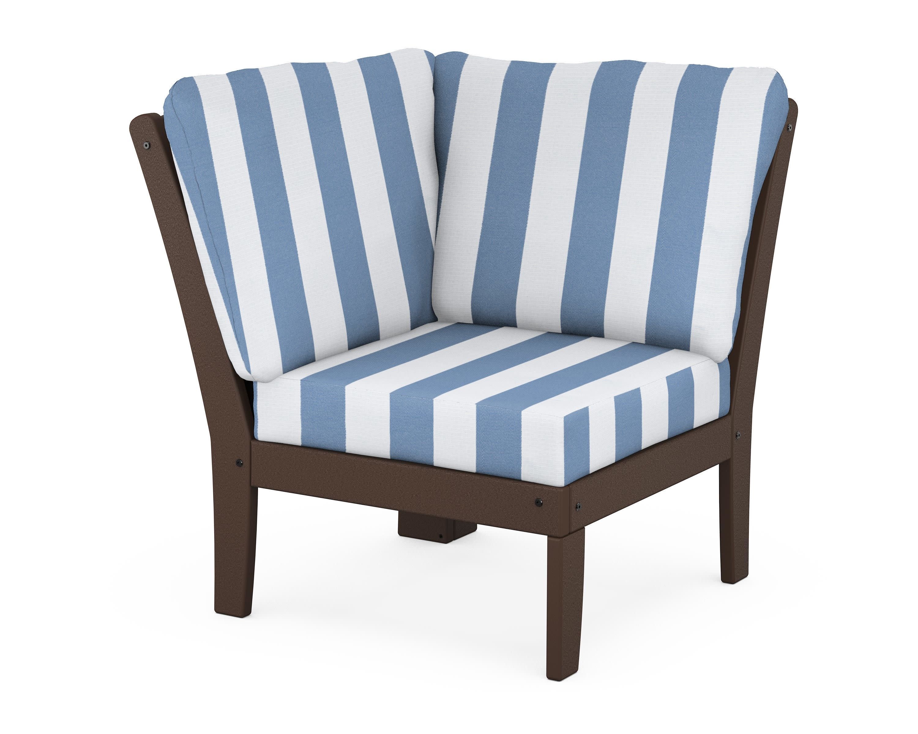 Yacht Club Modular Corner Chair in Vintage Lantern / Cabana Stripe Sky Blue