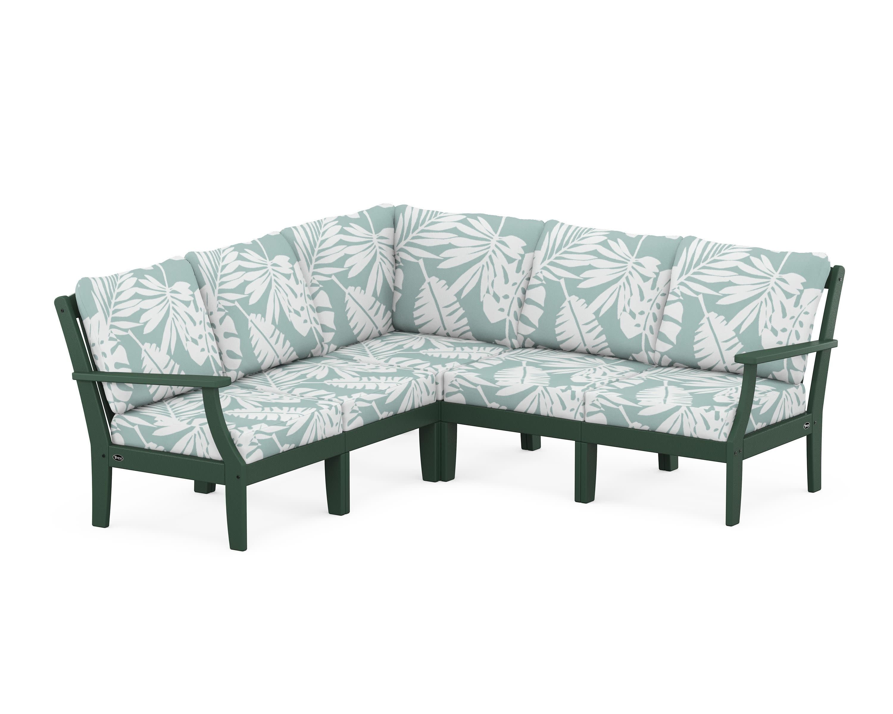 Yacht Club Modular 5-Piece Deep Seating Set in Rainforest Canopy / Leaf Glacier Spa