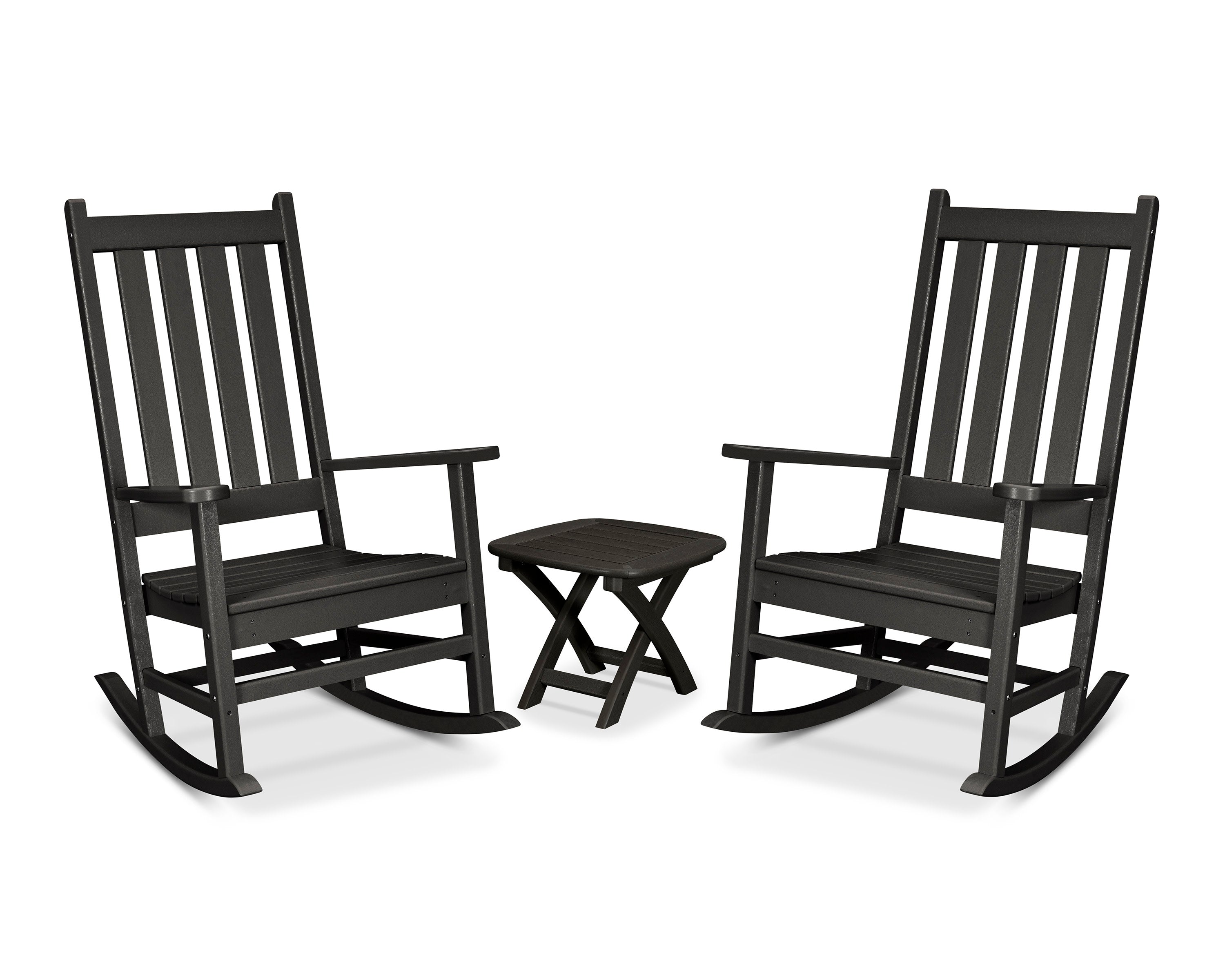 Cape Cod 3-Piece Porch Rocking Chair Set in Charcoal Black