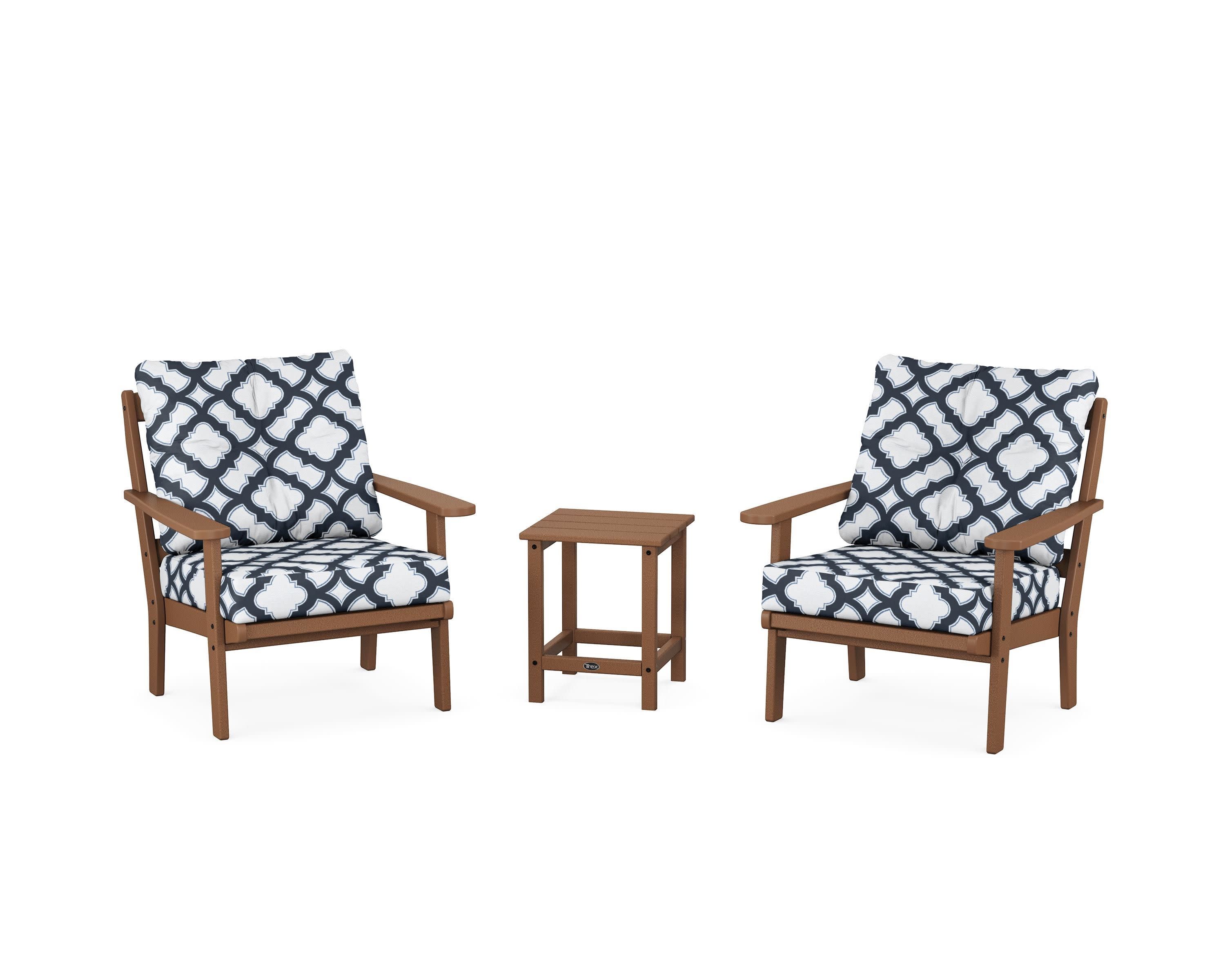 Cape Cod 3-Piece Deep Seating Set in Tree House / Trellis Marine Indigo