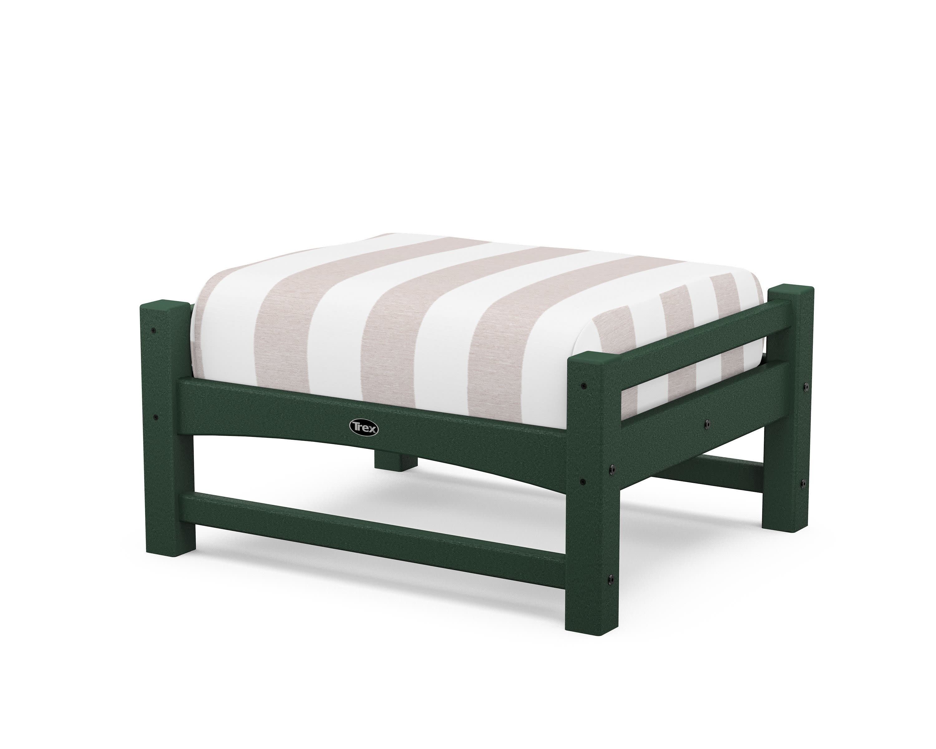 Rockport Club Ottoman in Rainforest Canopy / Cabana Stripe Dune Burlap