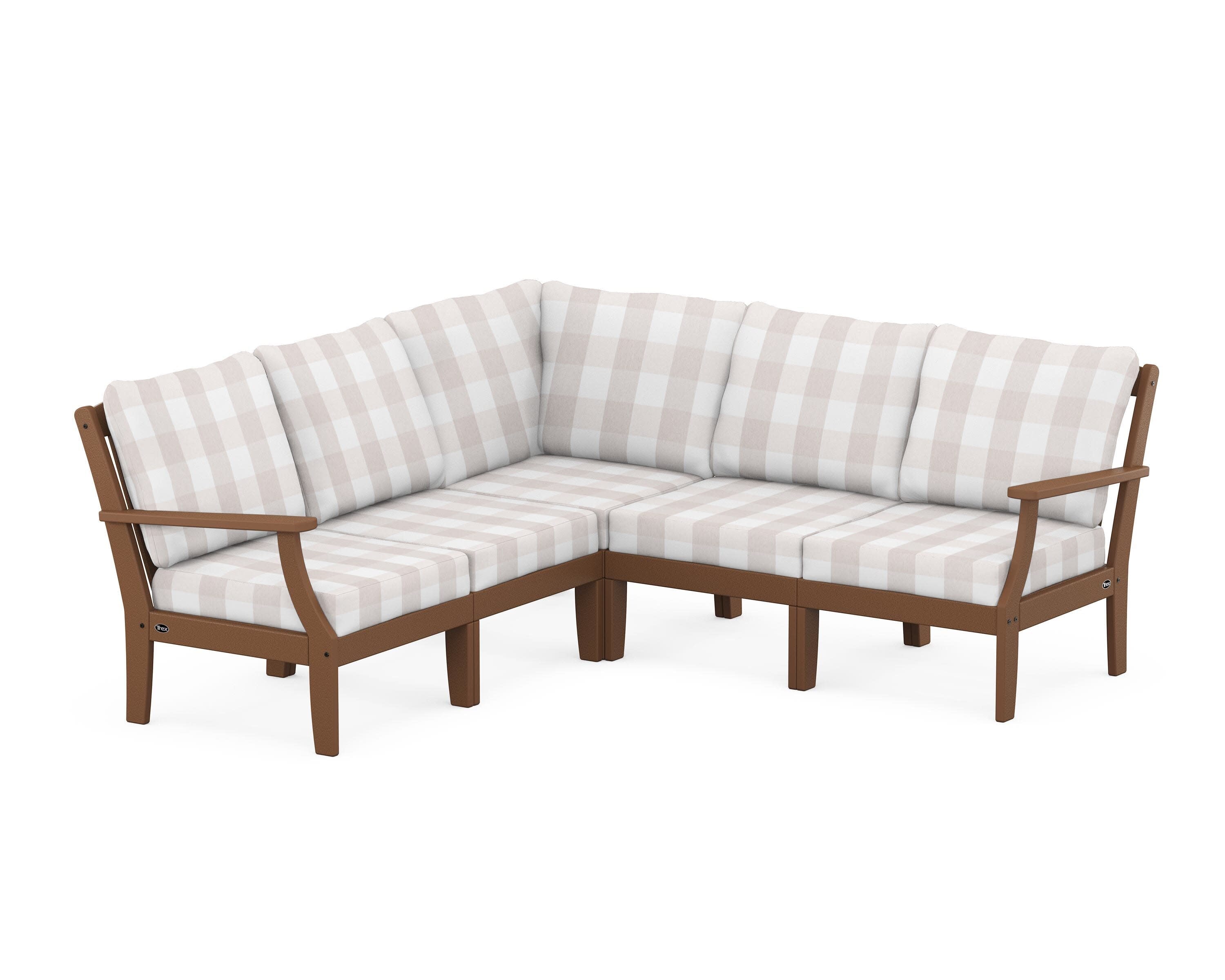 Yacht Club Modular 5-Piece Deep Seating Set in Tree House / Buffalo Plaid Dune Burlap