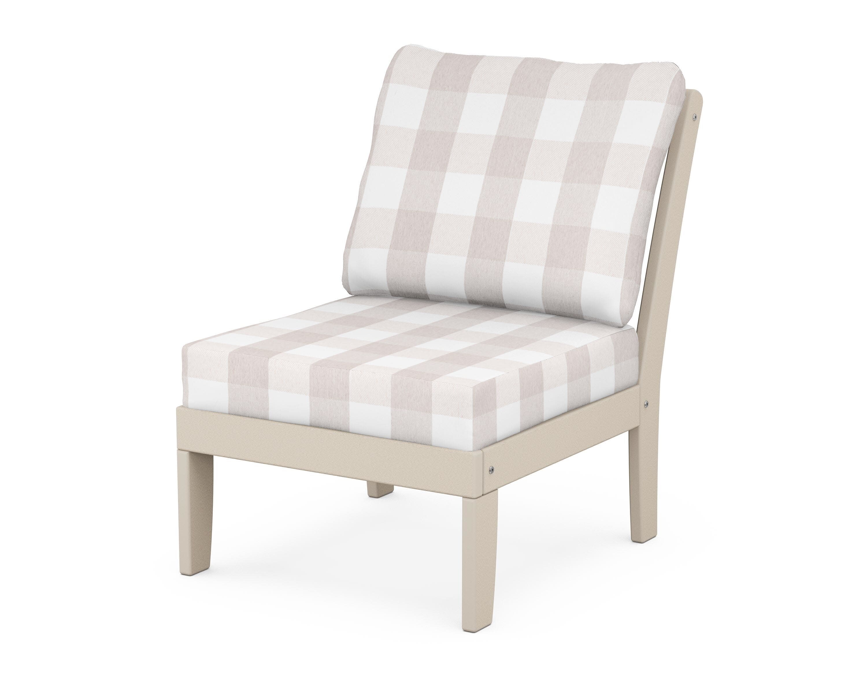 Yacht Club Modular Armless Chair in Sand Castle / Buffalo Plaid Dune Burlap