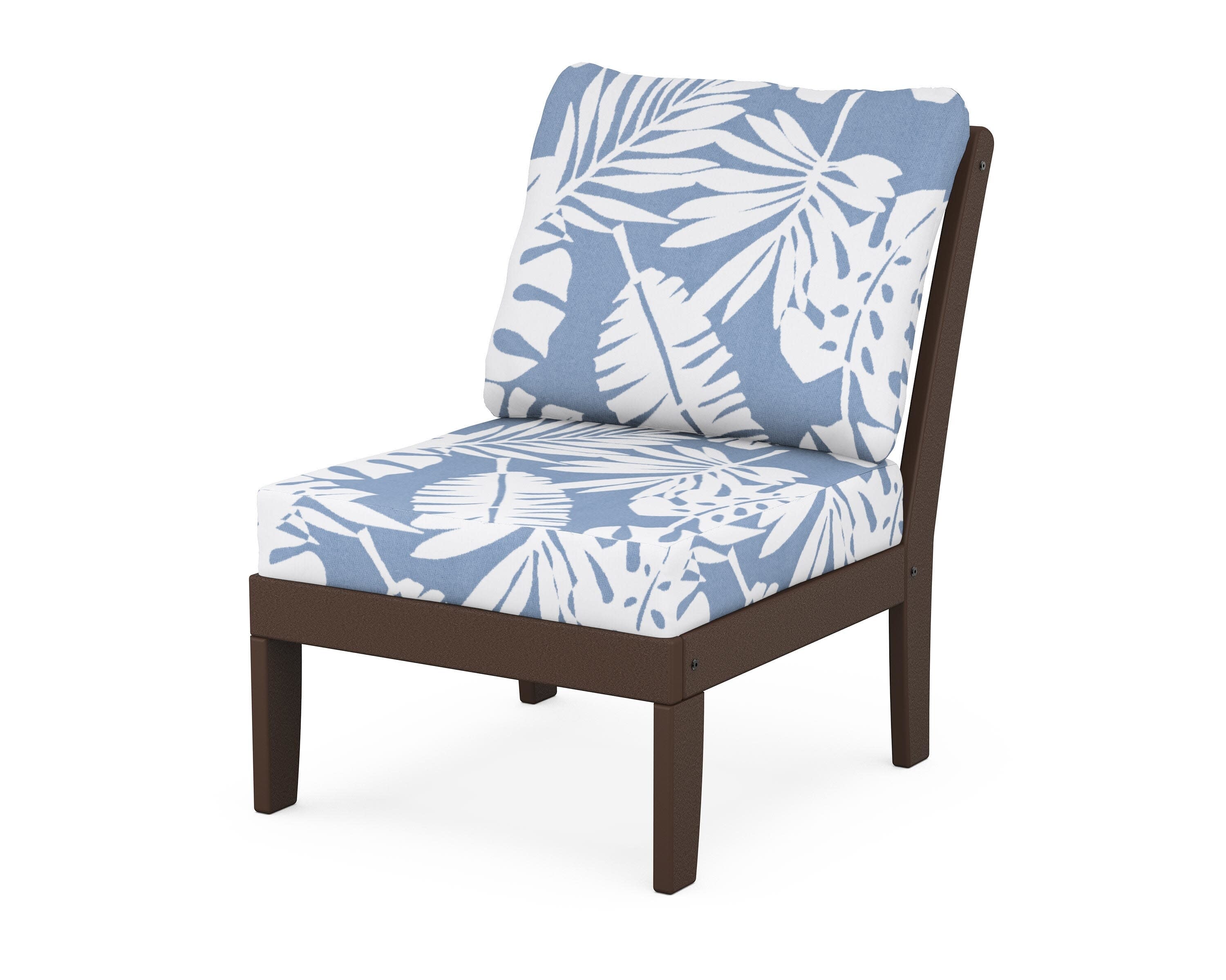 Yacht Club Modular Armless Chair in Vintage Lantern / Leaf Sky Blue