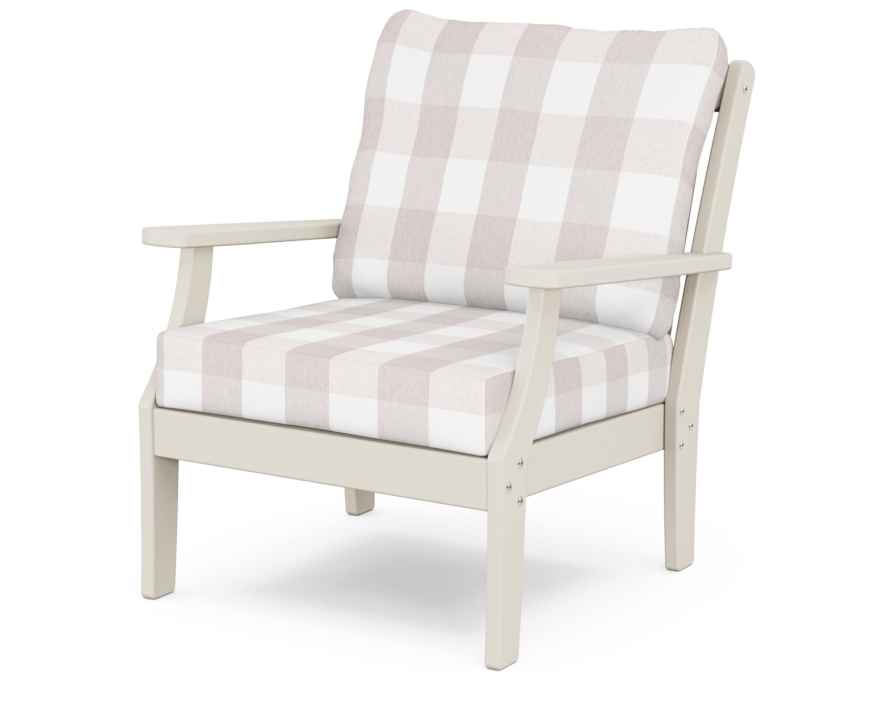 Yacht Club Deep Seating Chair in Sand Castle / Buffalo Plaid Dune Burlap