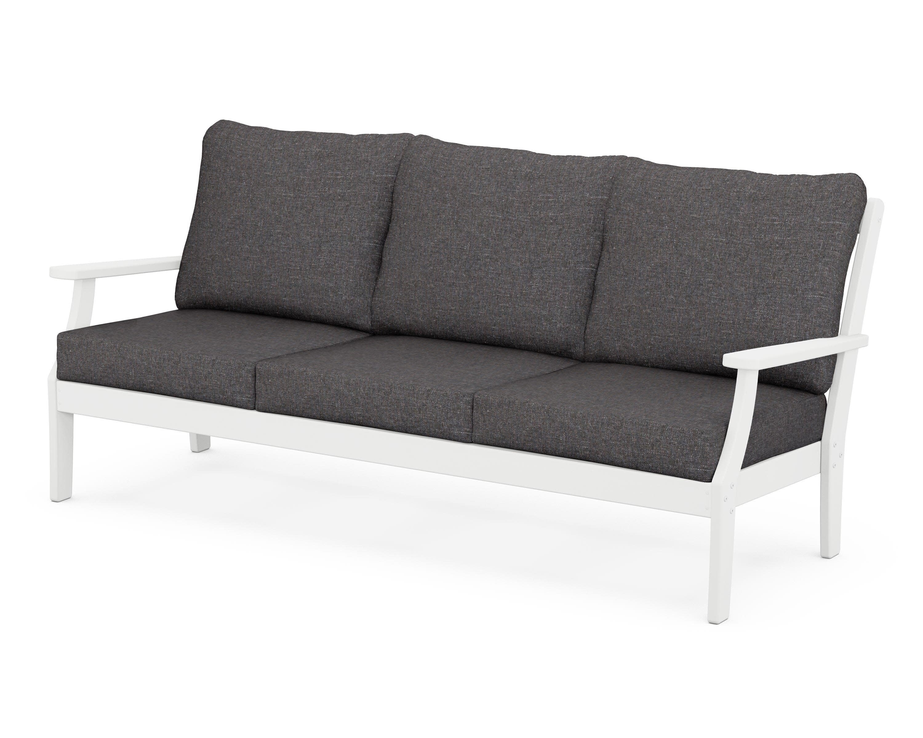 Yacht Club Deep Seating Sofa in Classic White / Ash Charcoal