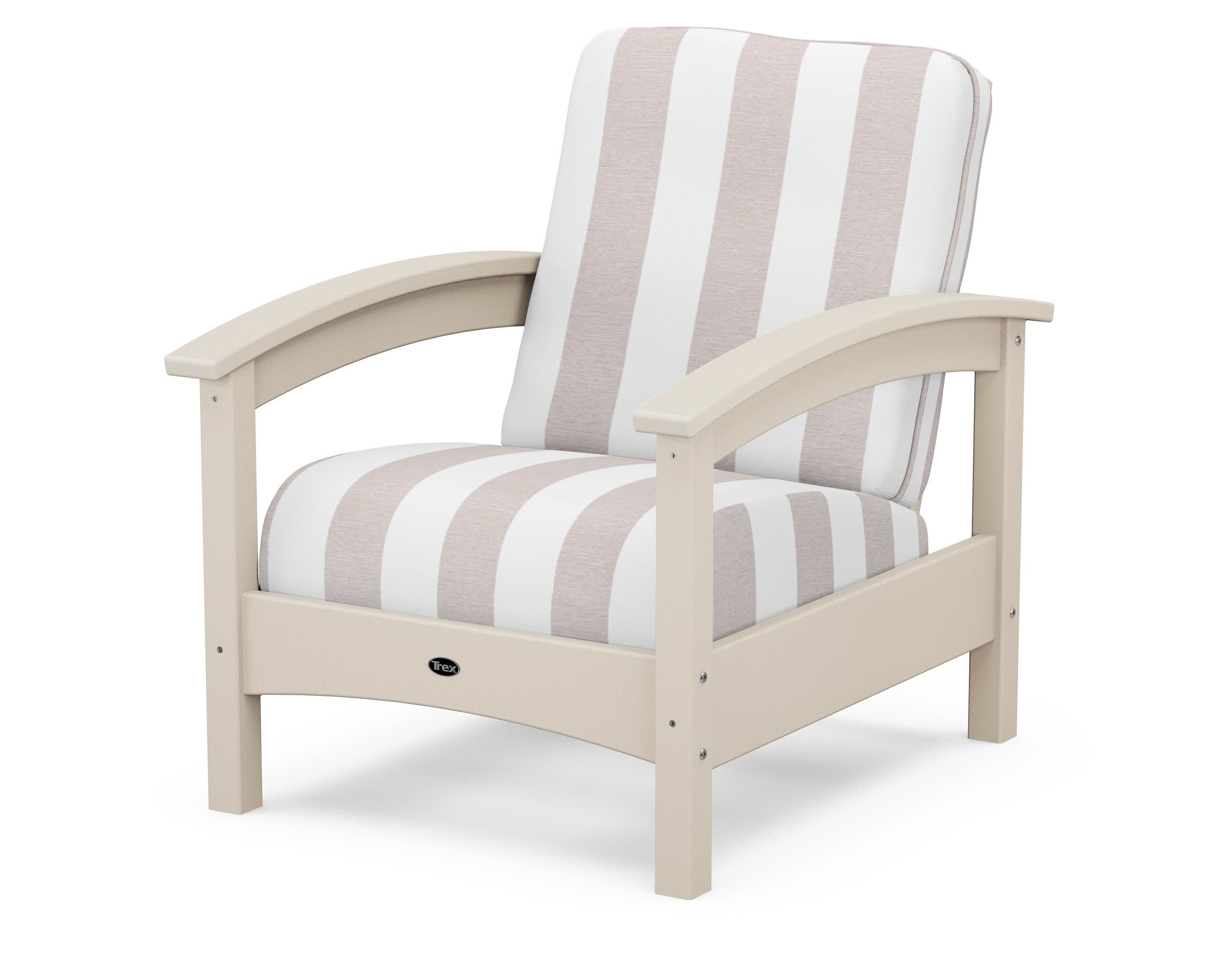 Rockport Club Chair in Sand Castle / Cabana Stripe Dune Burlap